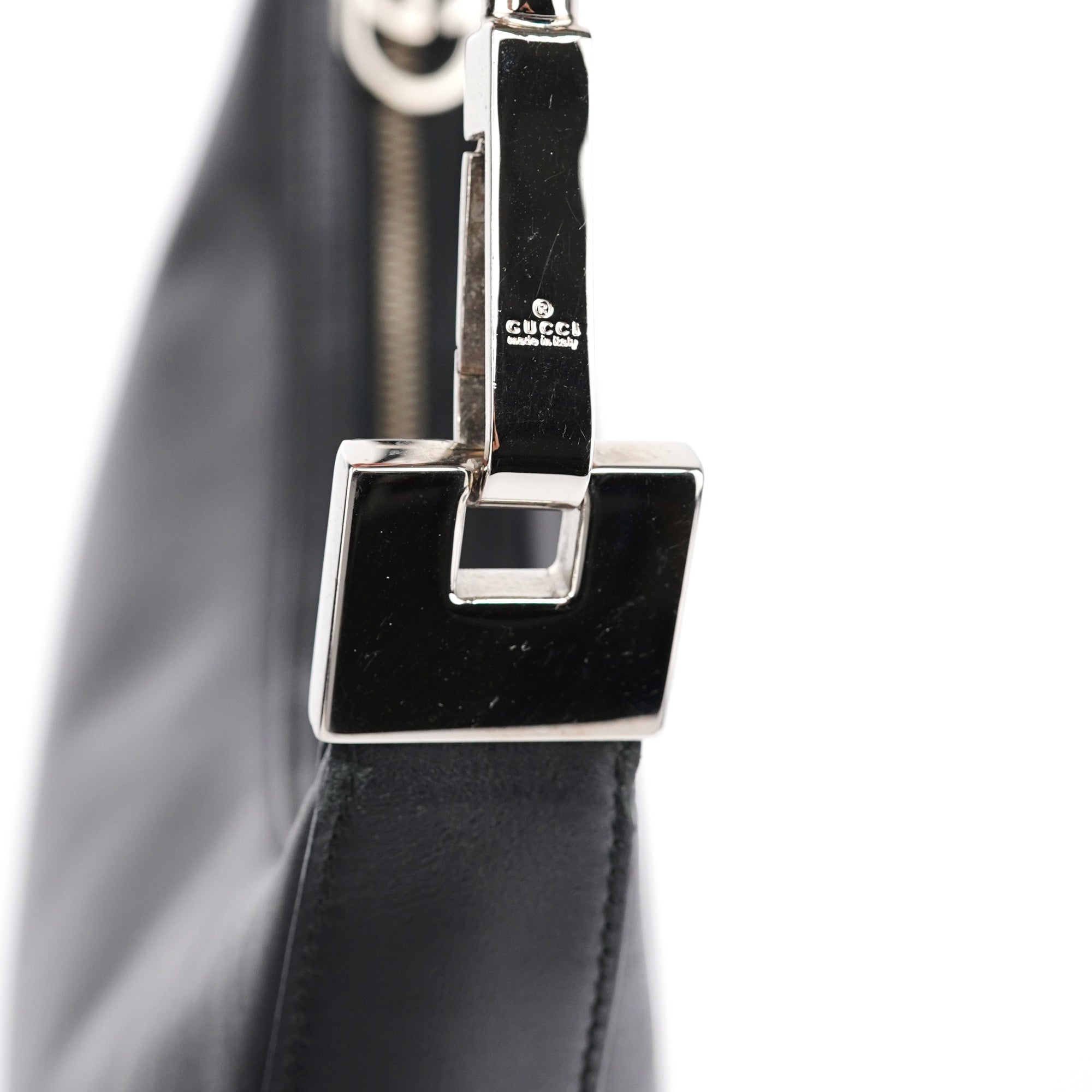 Black Calfskin Hobo Shoulder Bag