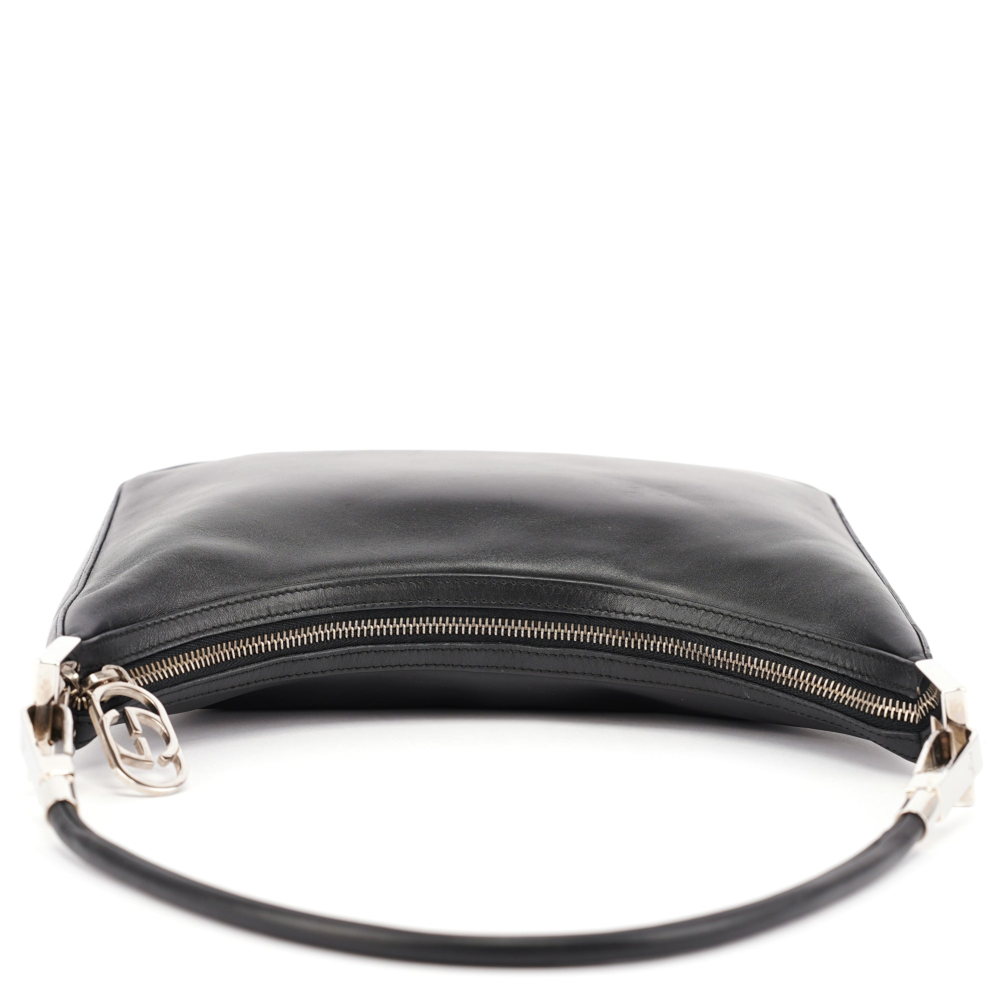 Black Calfskin Hobo Shoulder Bag