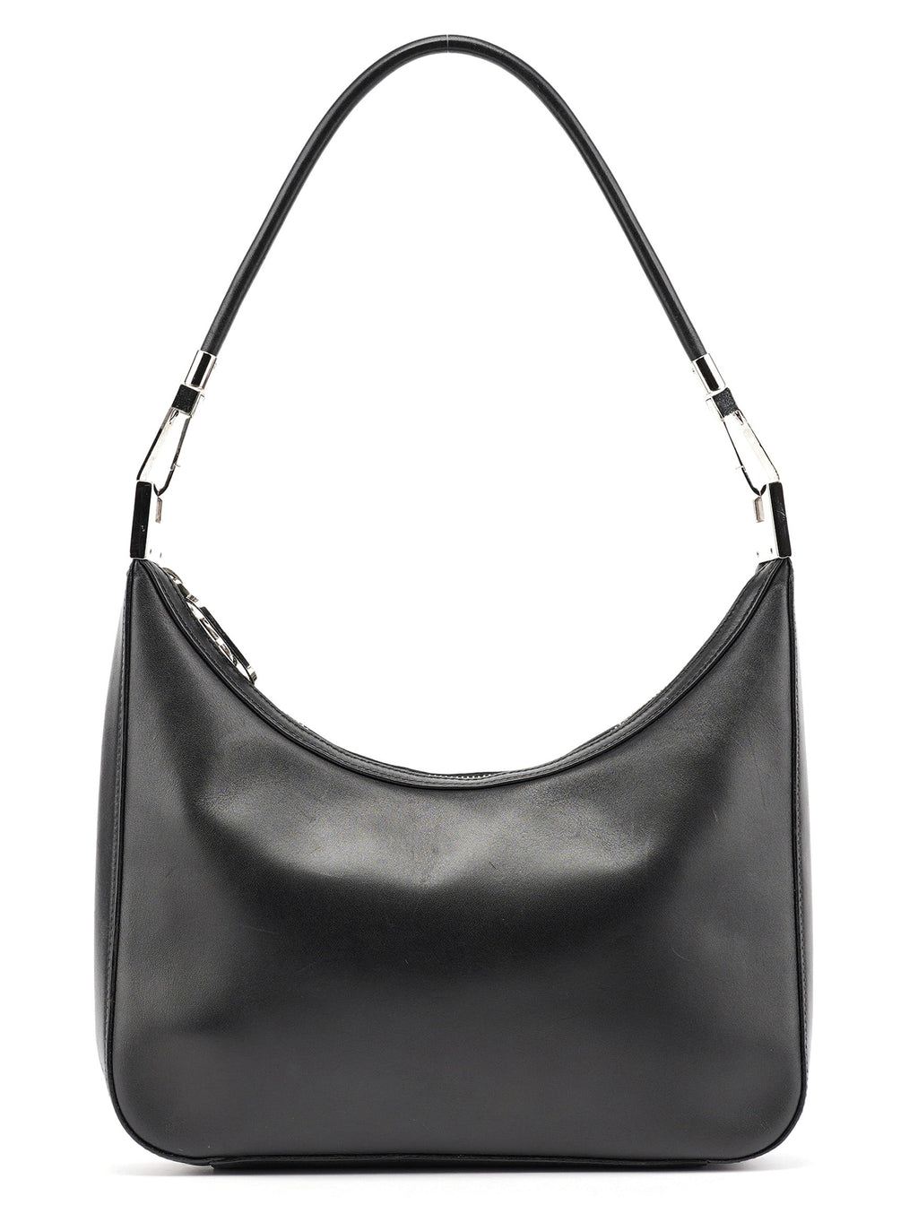 Black Calfskin Hobo Shoulder Bag
