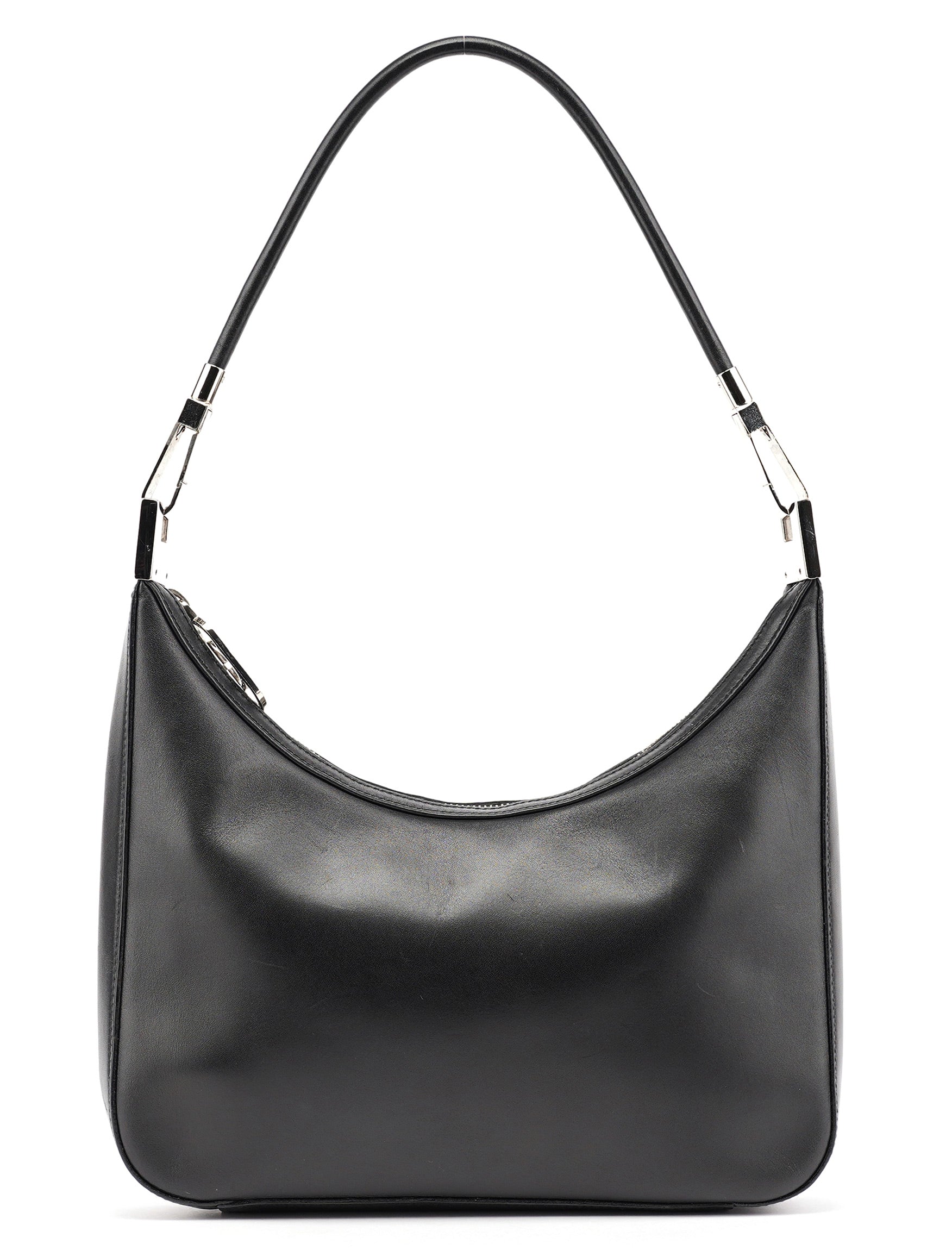Black Calfskin Hobo Shoulder Bag