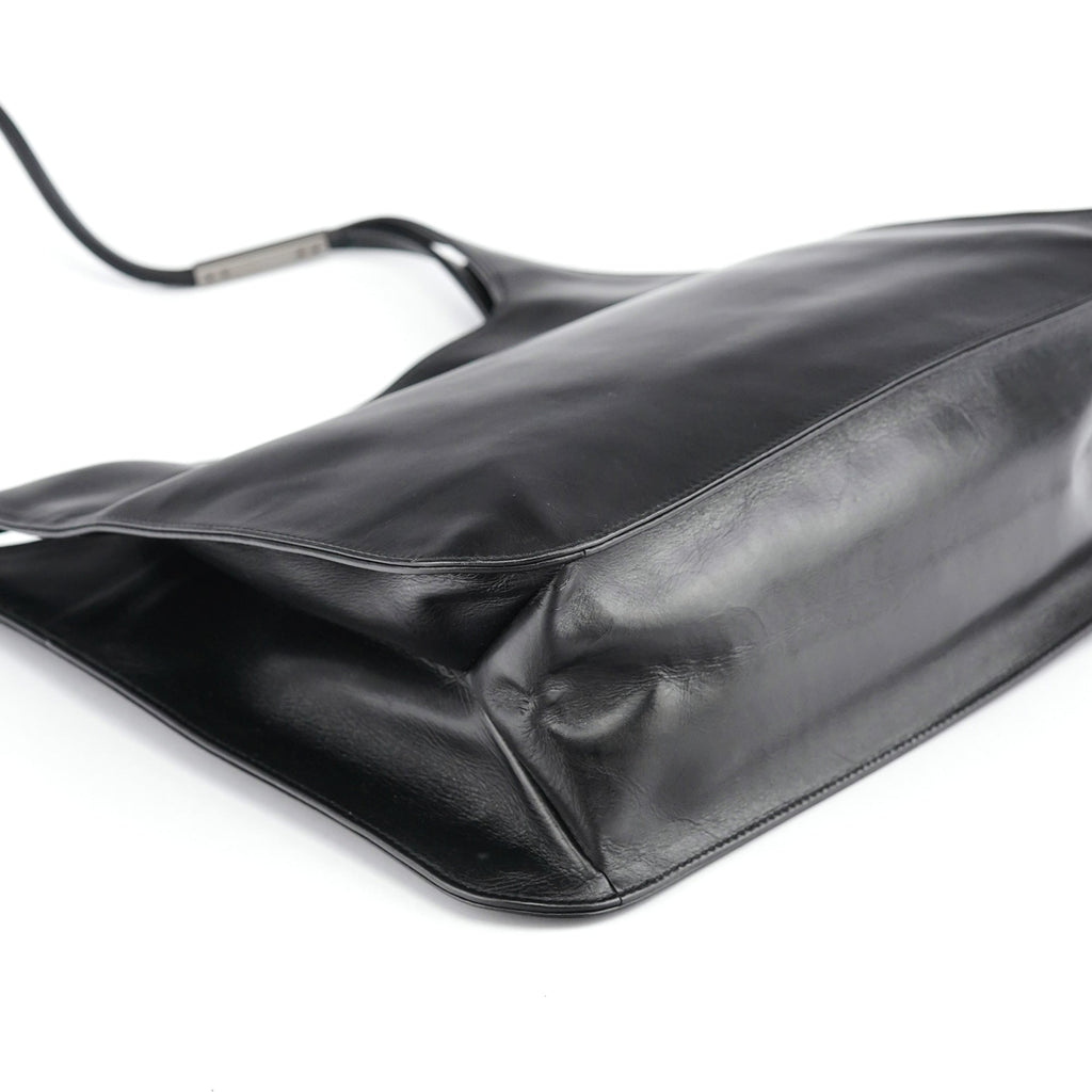 Black Calfskin Hobo Shoulder Bag