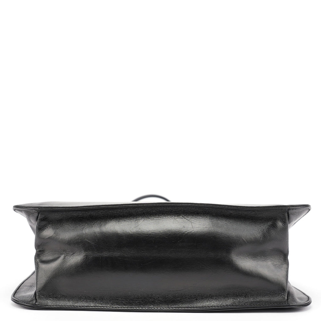 Black Calfskin Hobo Shoulder Bag