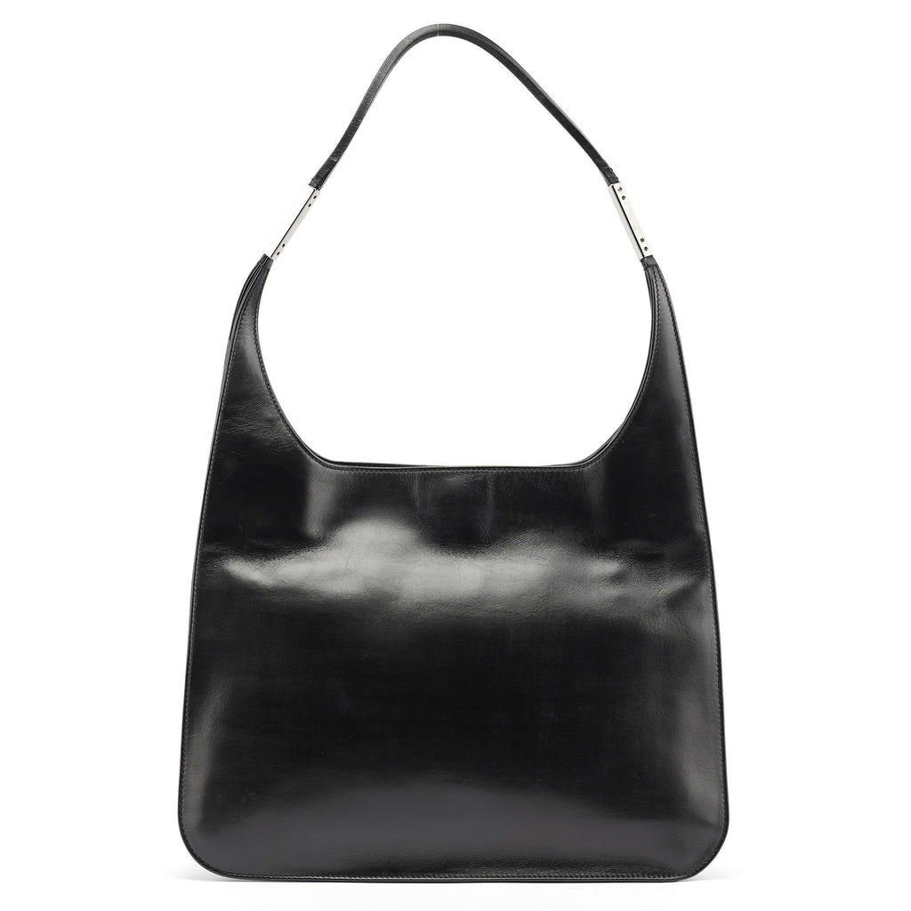 Black Calfskin Hobo Shoulder Bag