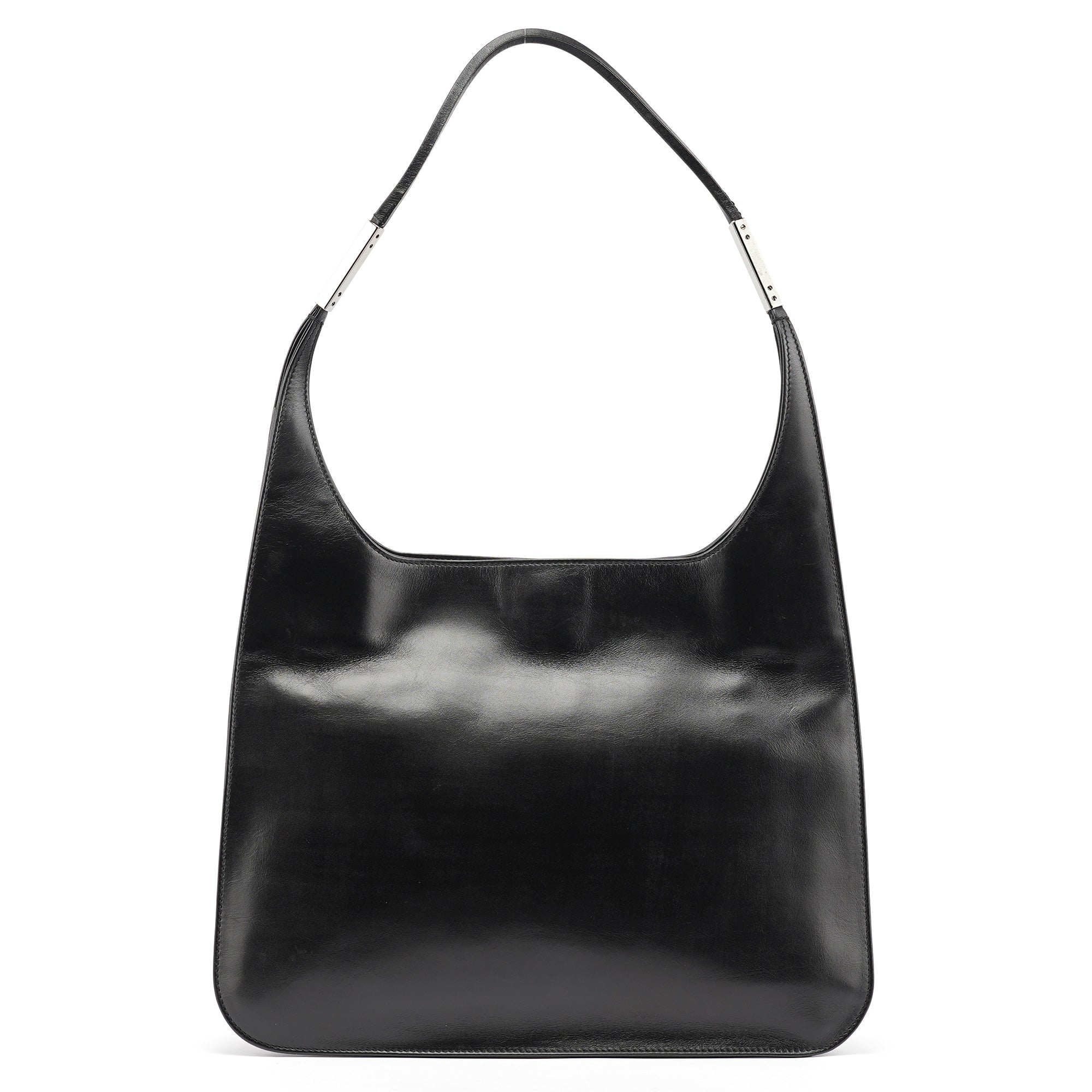 Black Calfskin Hobo Shoulder Bag