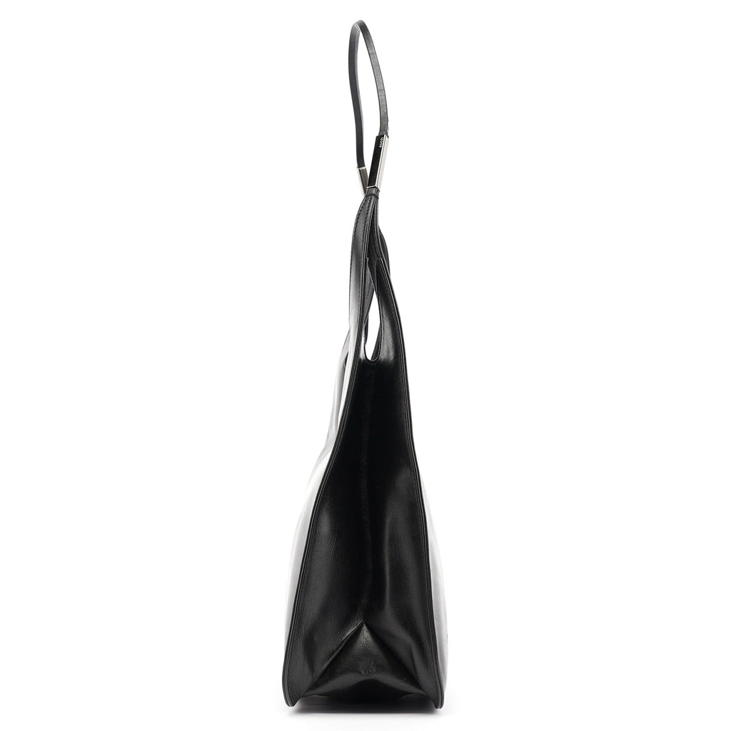 Black Calfskin Hobo Shoulder Bag
