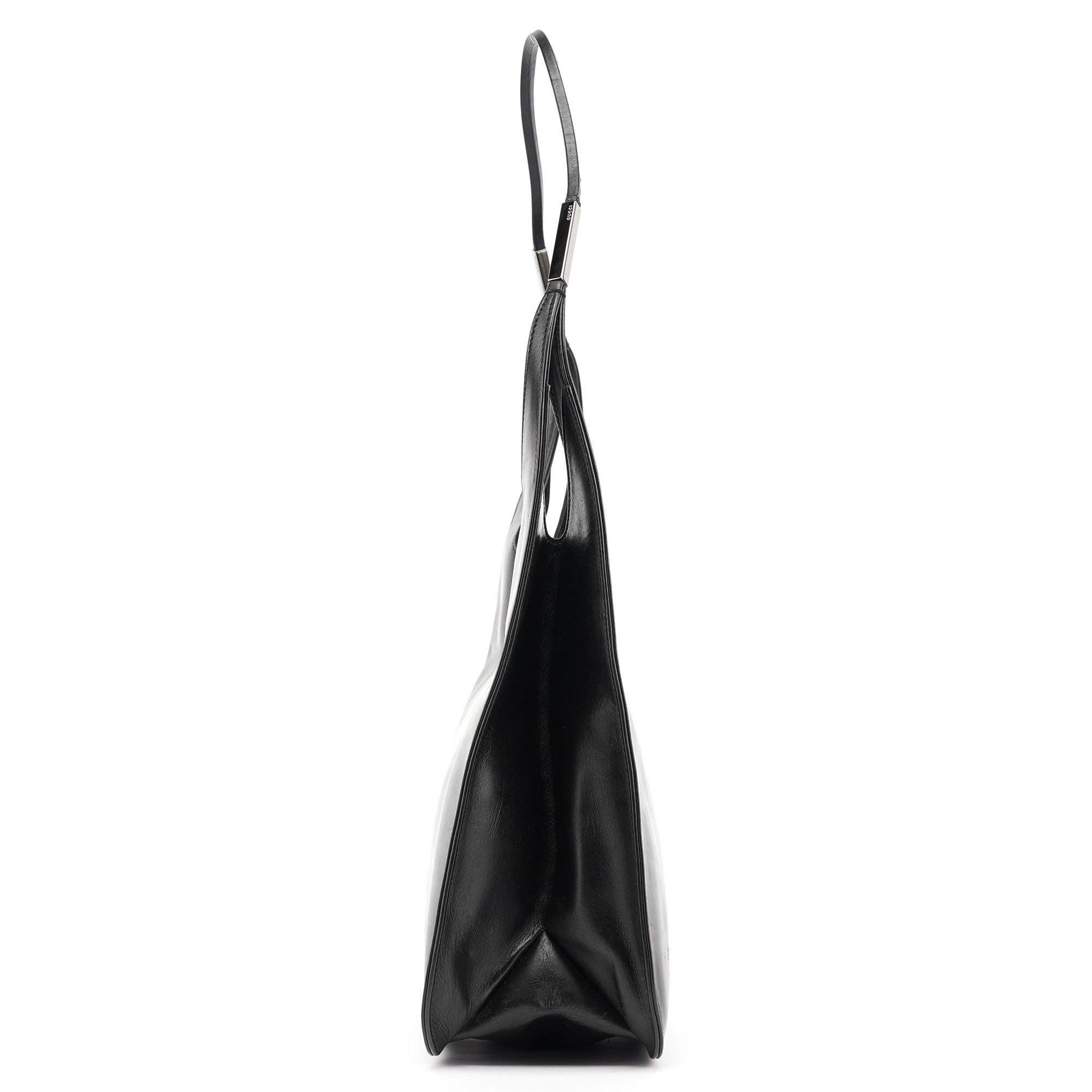 Black Calfskin Hobo Shoulder Bag