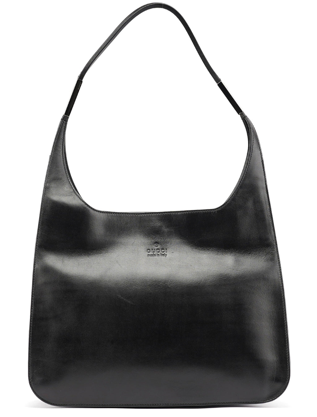Black Calfskin Hobo Shoulder Bag