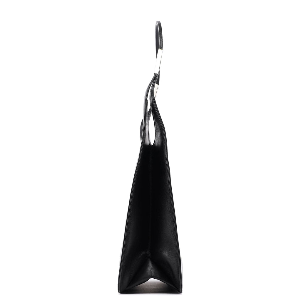 Black Calfskin Hobo Shoulder Bag