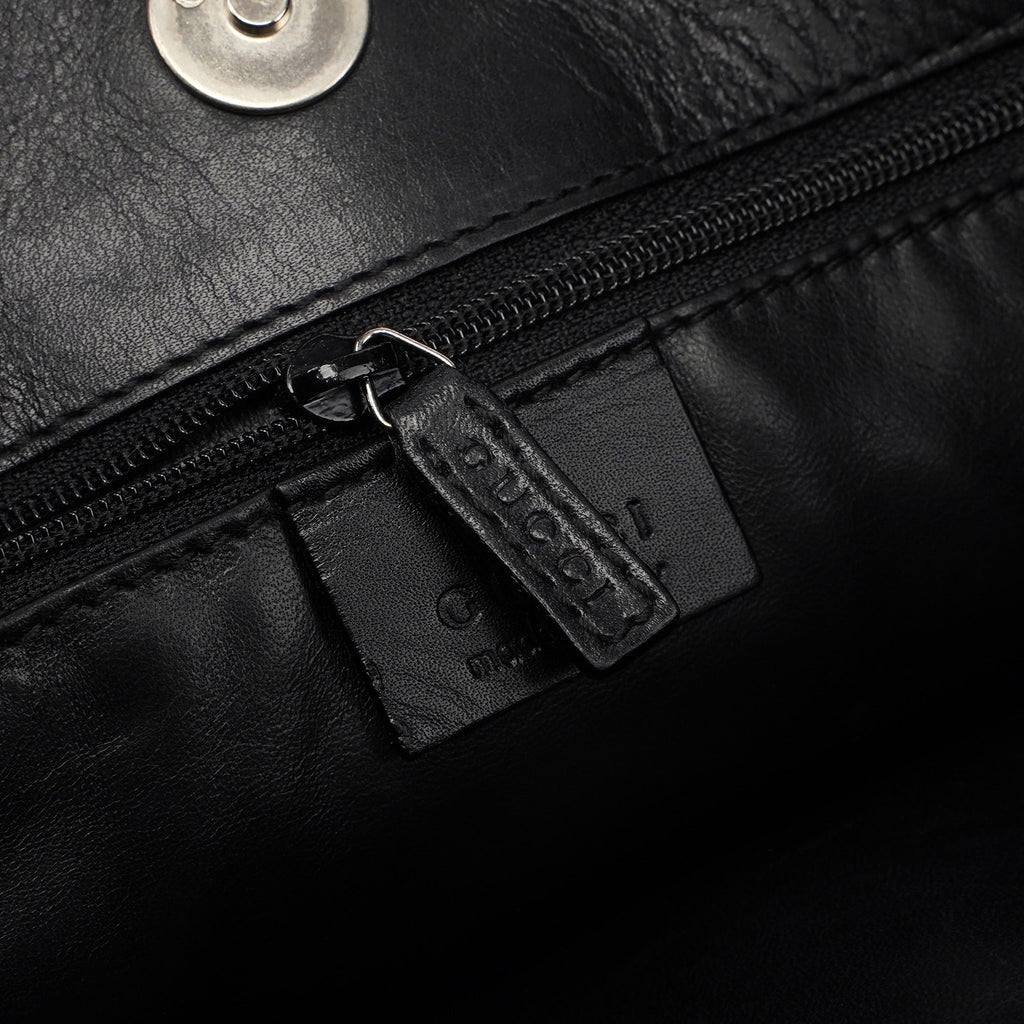 Black Calfskin Hobo Shoulder Bag