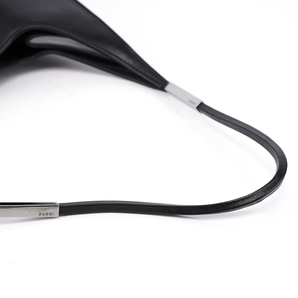 Black Calfskin Hobo Shoulder Bag