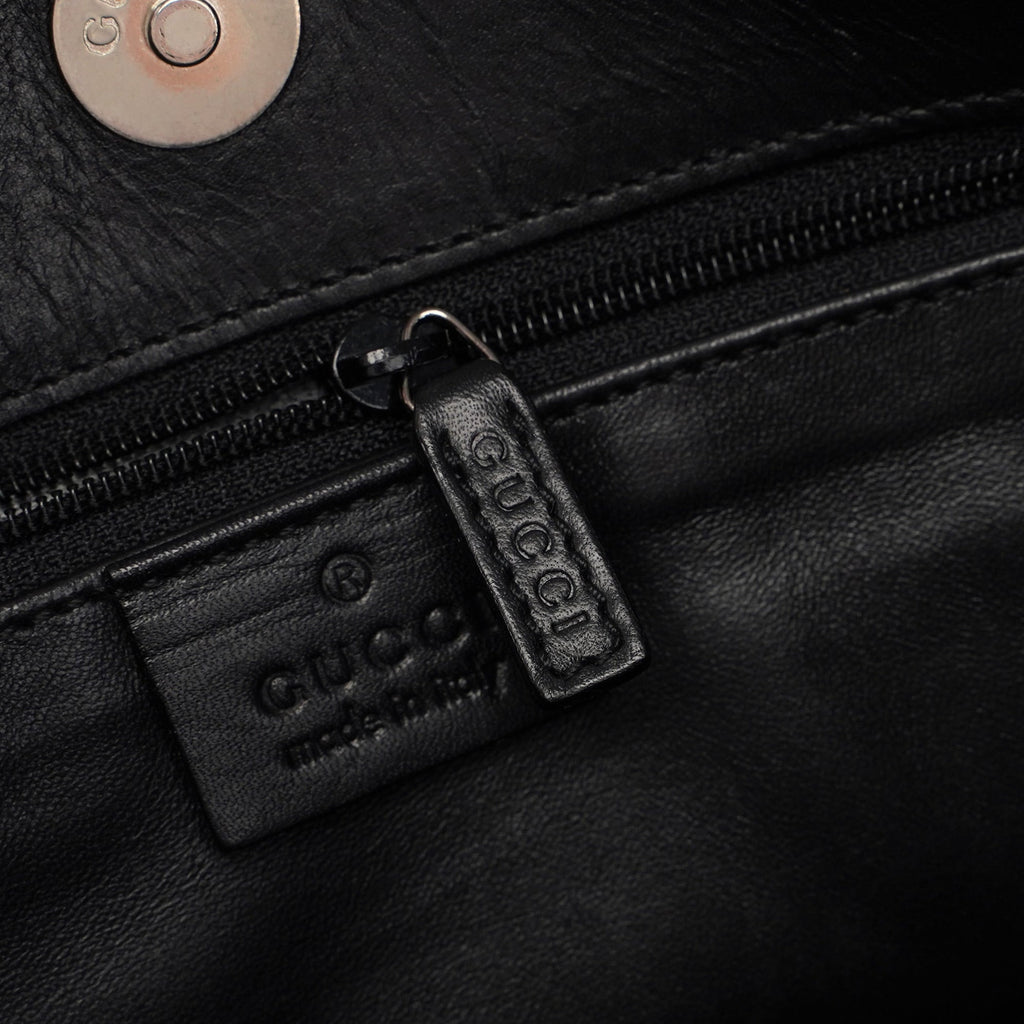Black Calfskin Hobo Shoulder Bag