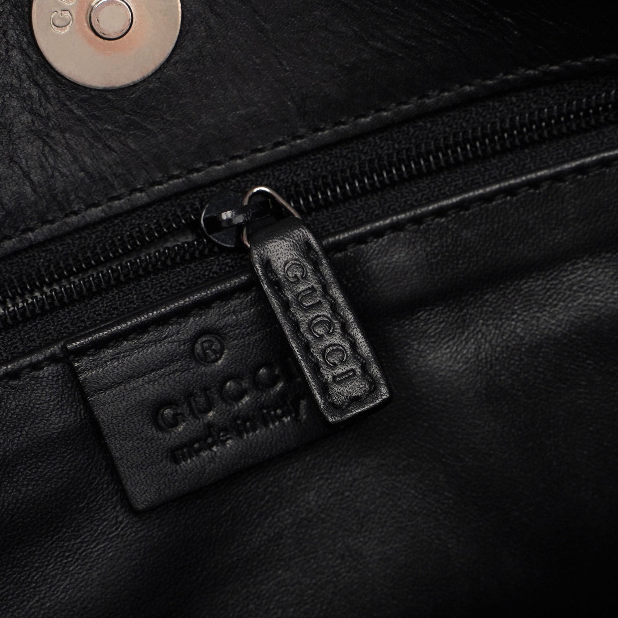 Black Calfskin Hobo Shoulder Bag