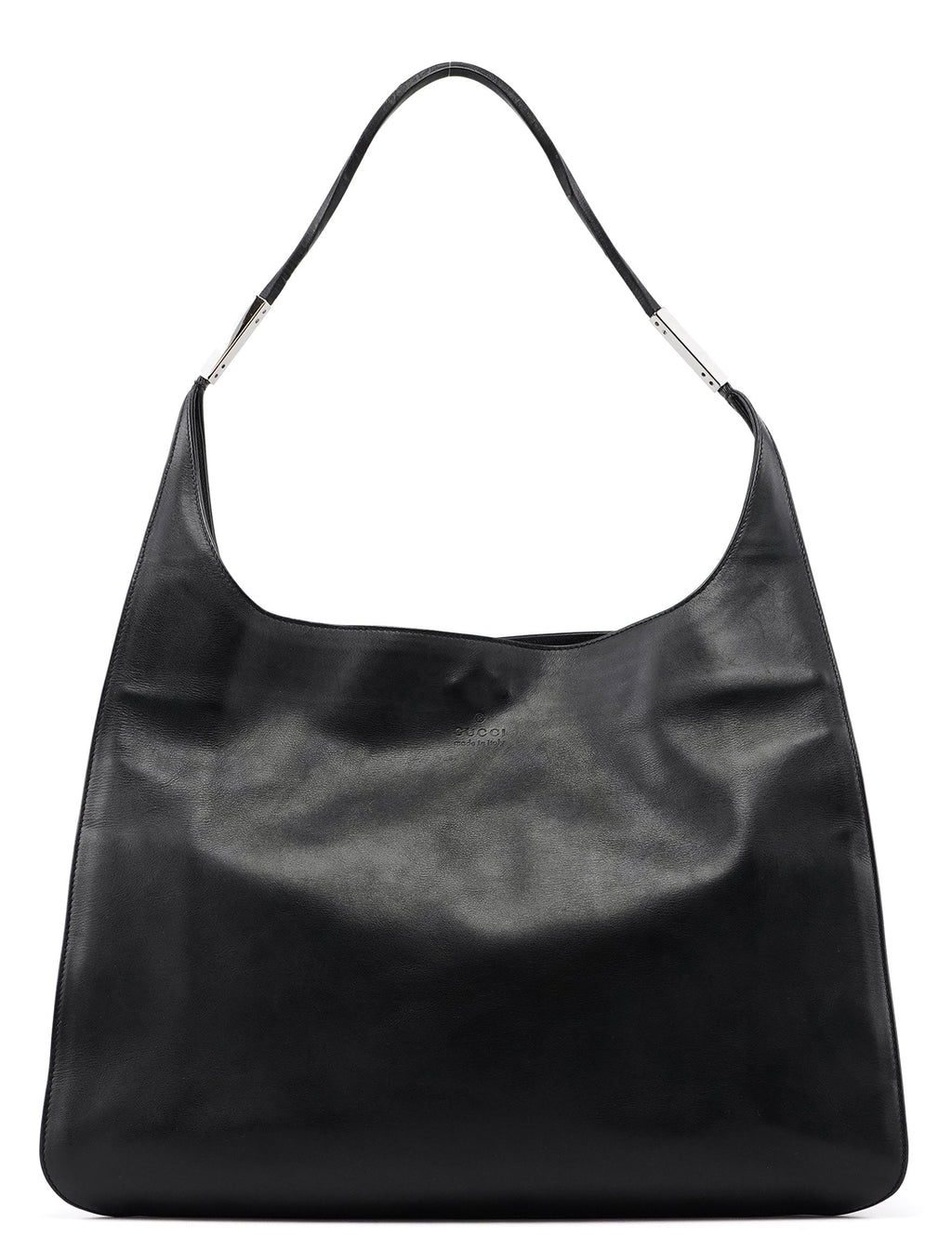 Black Calfskin Hobo Shoulder Bag