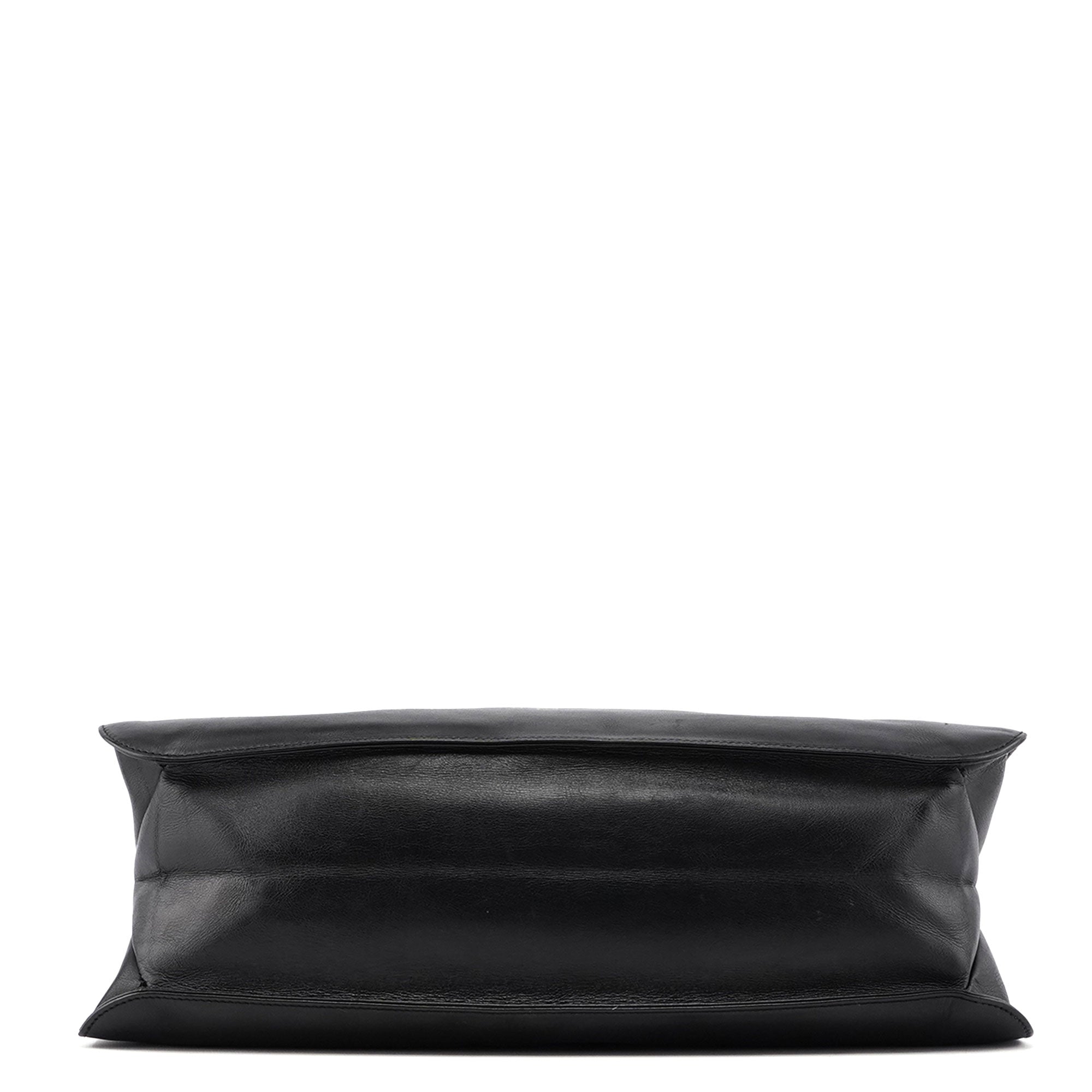 Black Calfskin Hobo Shoulder Bag