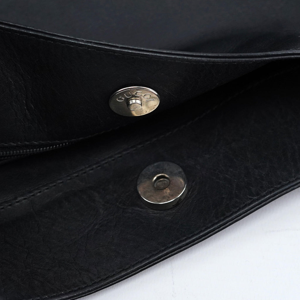 Black Calfskin Hobo Shoulder Bag
