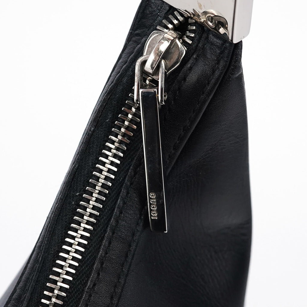 Black Calfskin Hobo Shoulder Bag