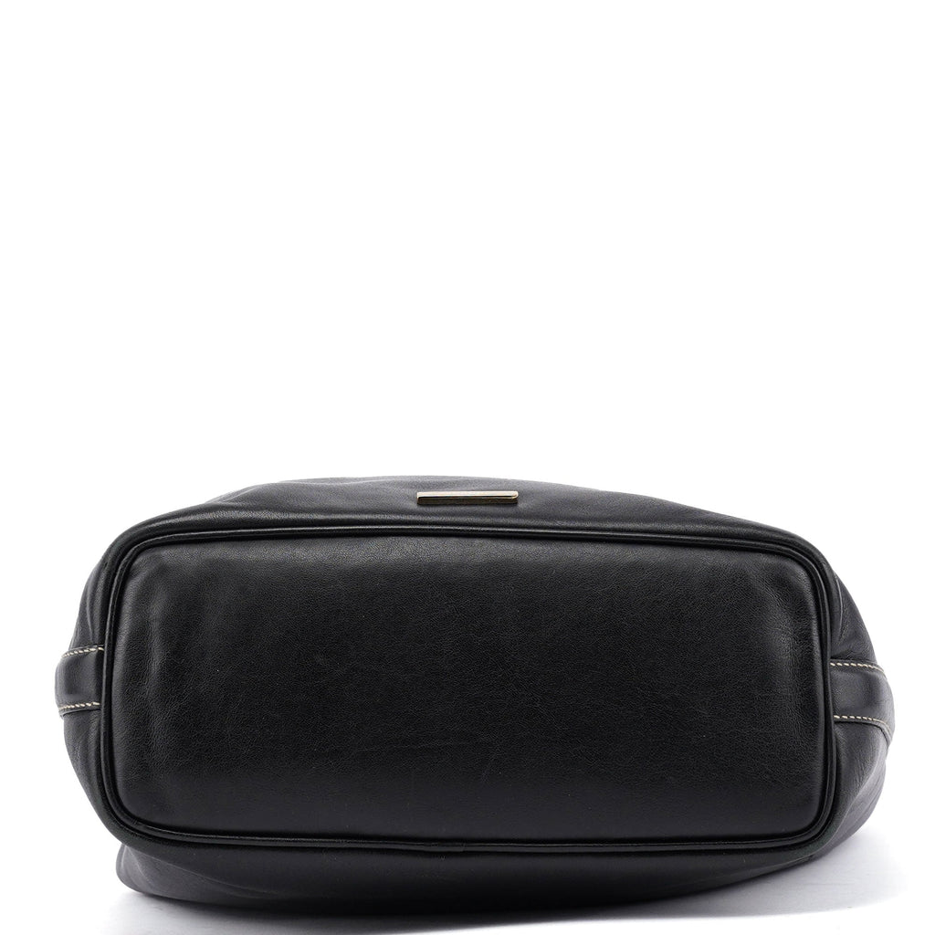 Black Calfskin Hobo Shoulder Bag