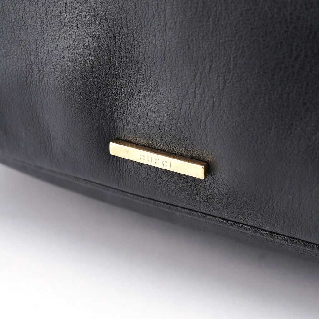 Black Calfskin Hobo Shoulder Bag