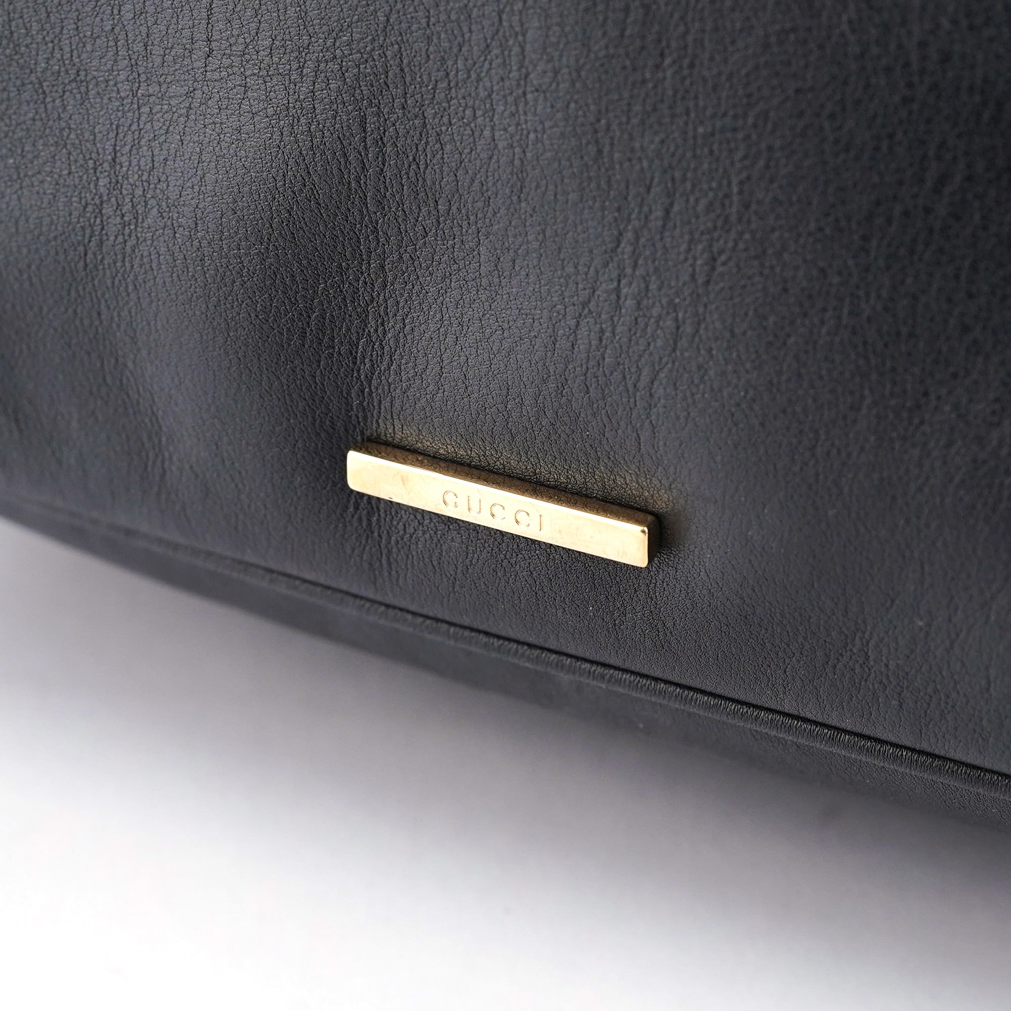 Black Calfskin Hobo Shoulder Bag