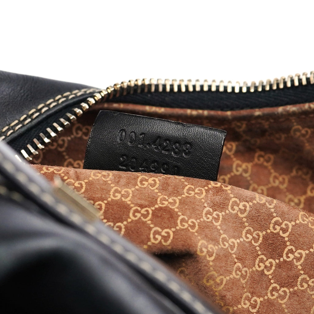 Black Calfskin Hobo Shoulder Bag