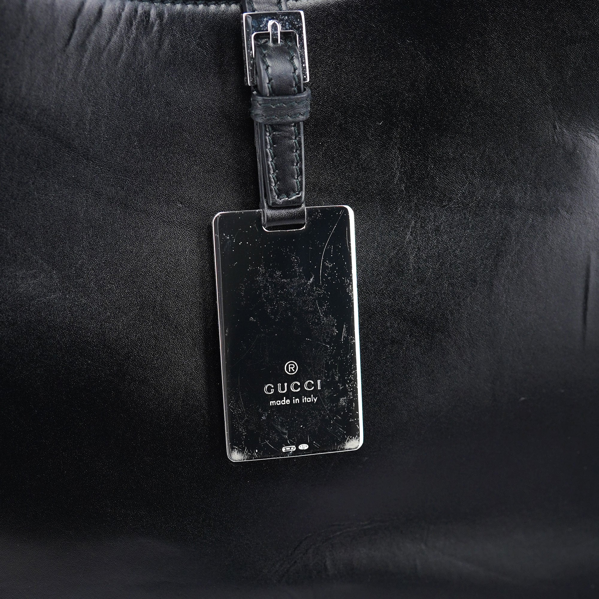 Black Calfskin Hobo Shoulder Bag