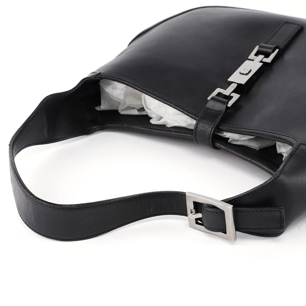 Black Calfskin Jackie Shoulder Bag
