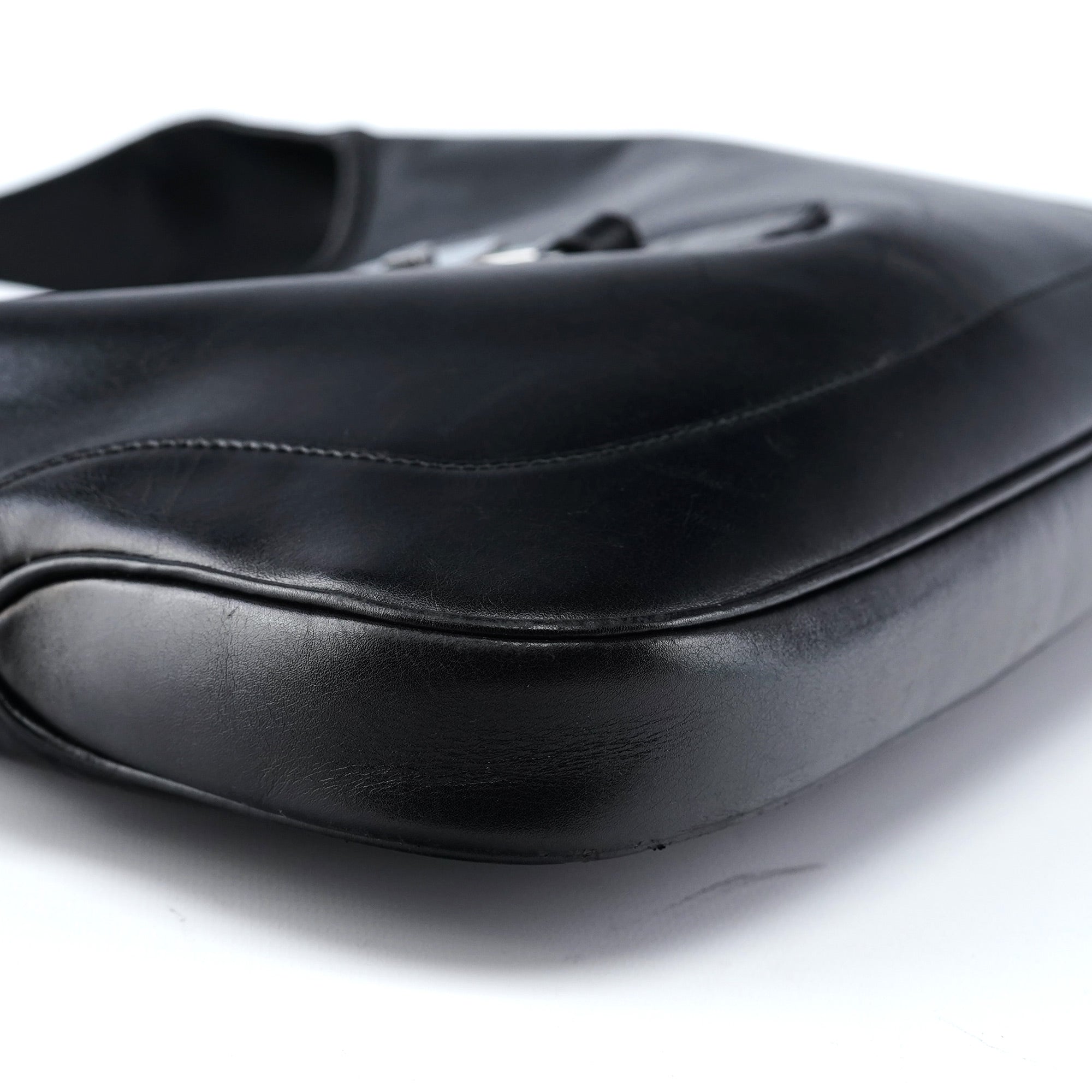 Black Calfskin Jackie Shoulder Bag