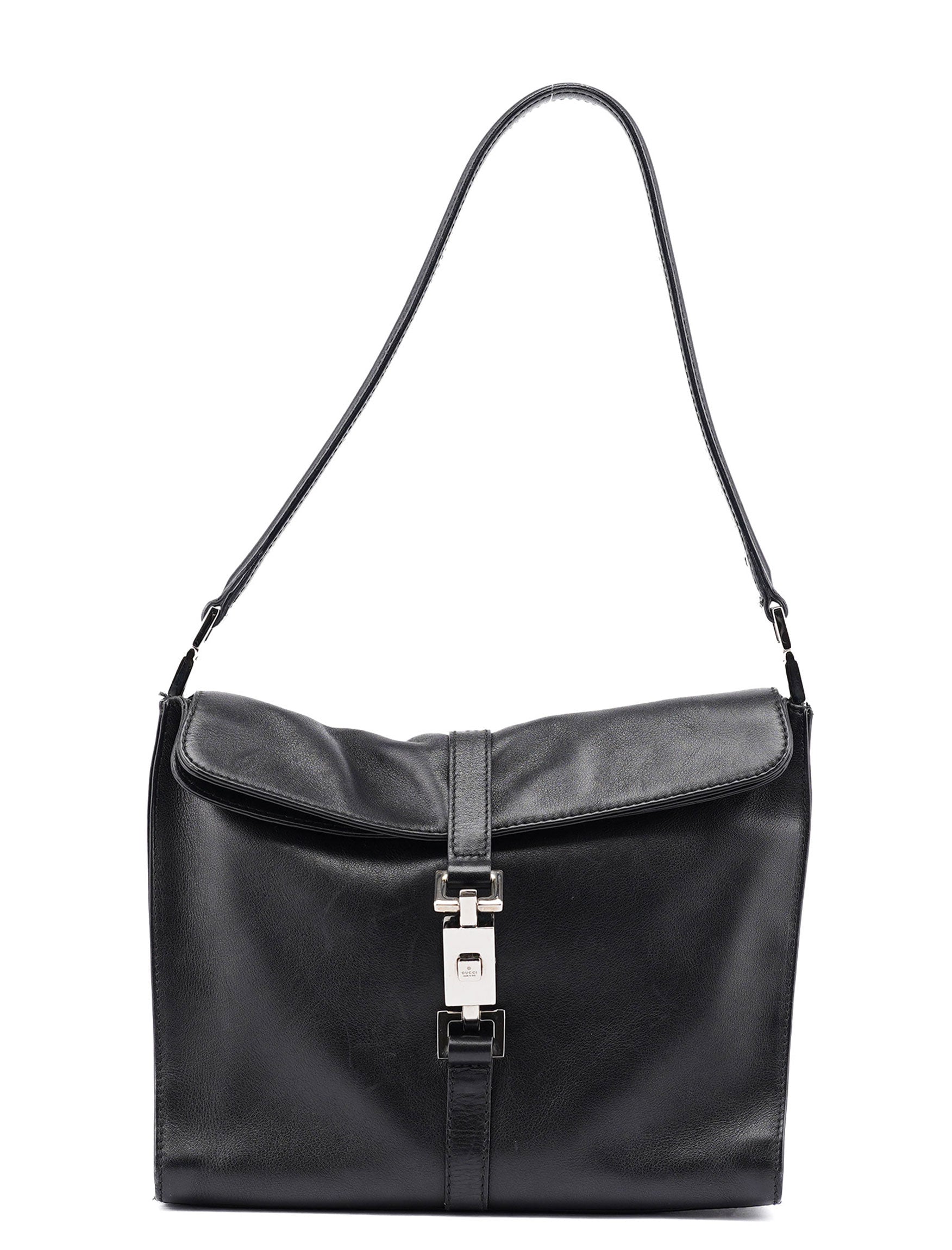 Black Calfskin Jackie Shoulder Bag