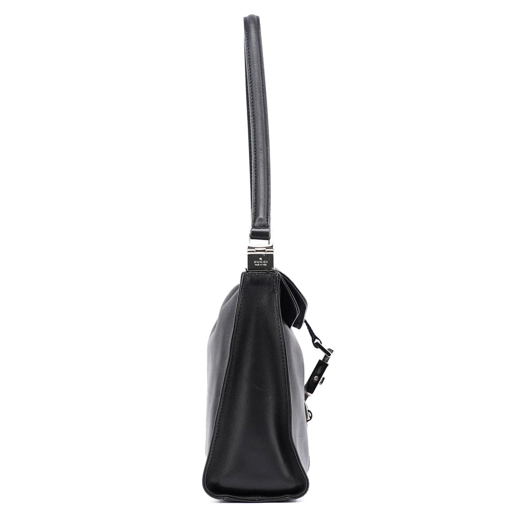 Black Calfskin Jackie Shoulder Bag