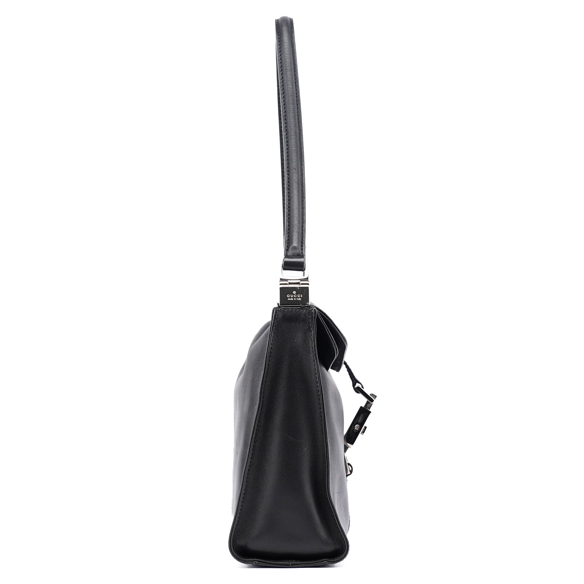 Black Calfskin Jackie Shoulder Bag