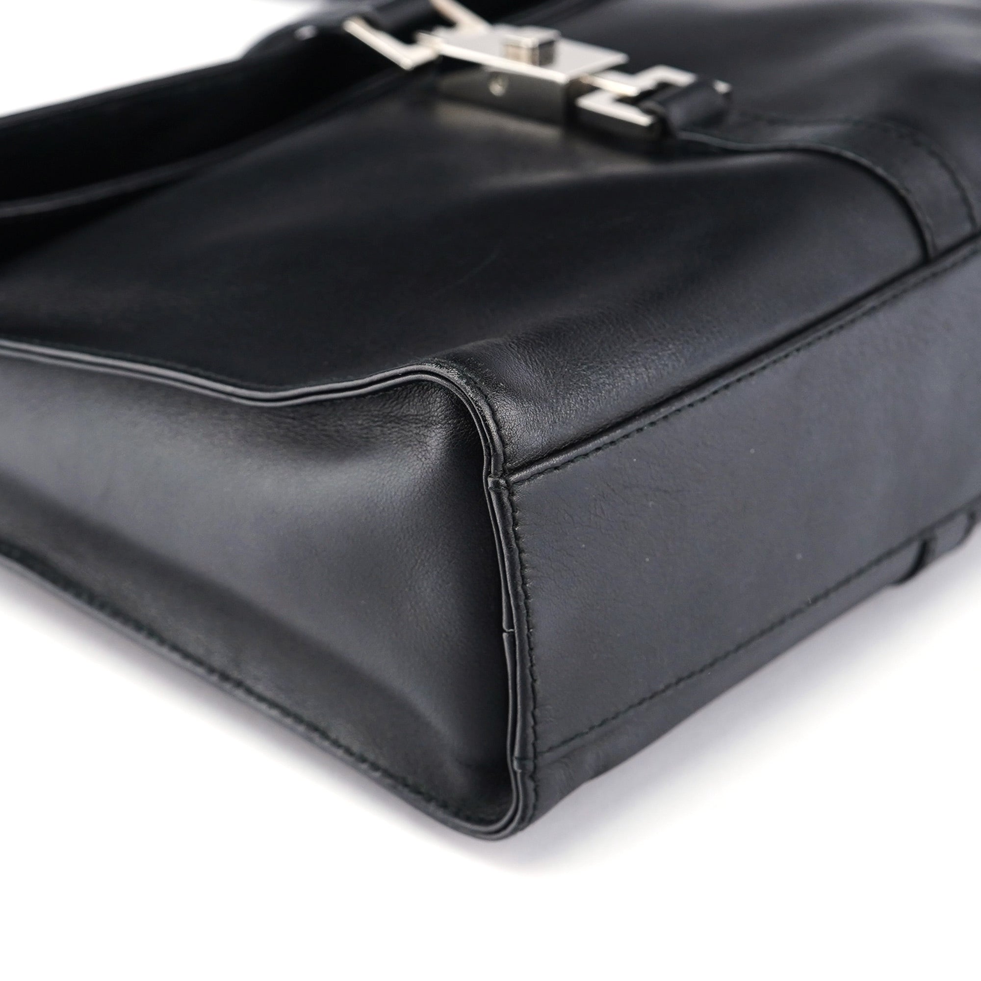 Black Calfskin Jackie Shoulder Bag