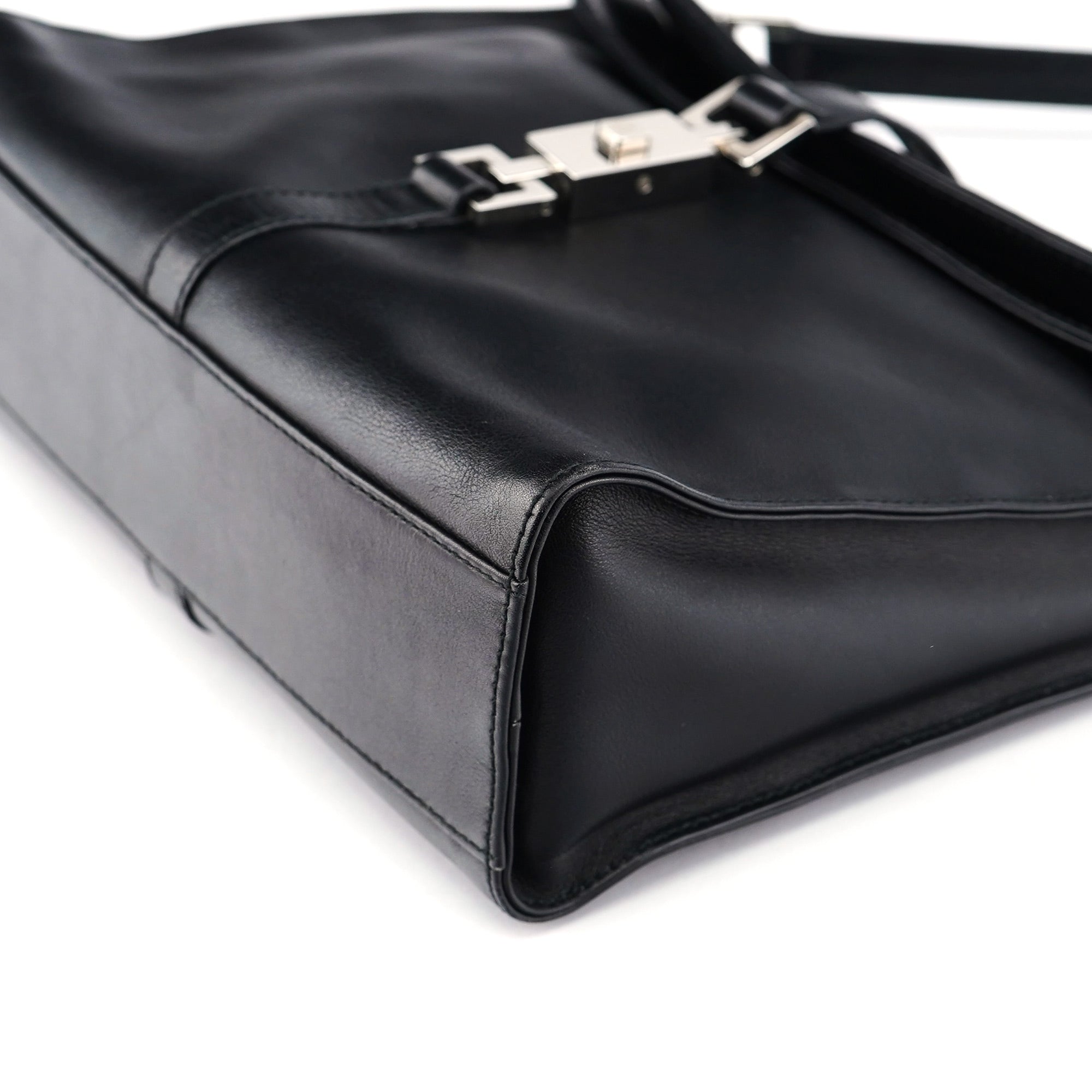 Black Calfskin Jackie Shoulder Bag