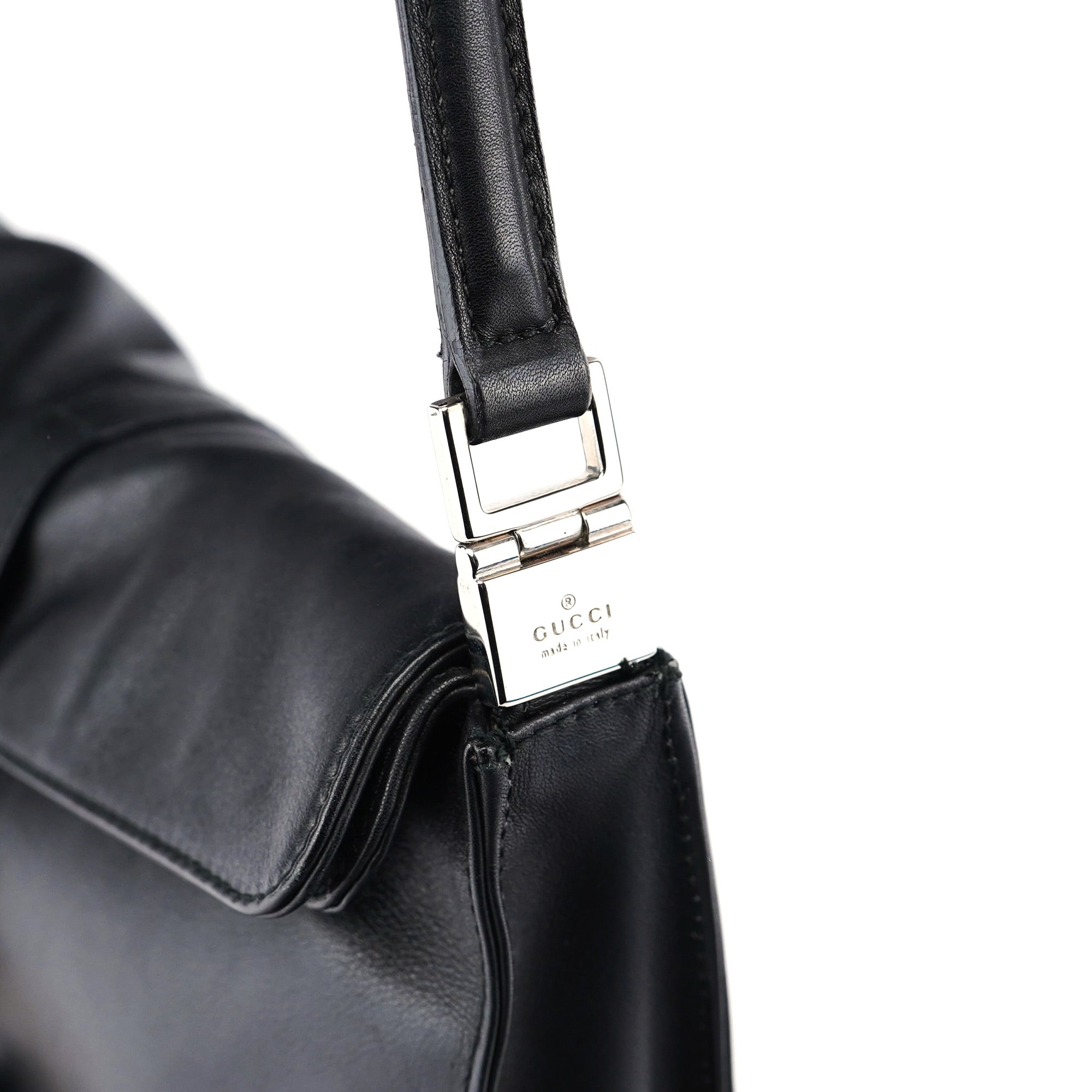 Black Calfskin Jackie Shoulder Bag