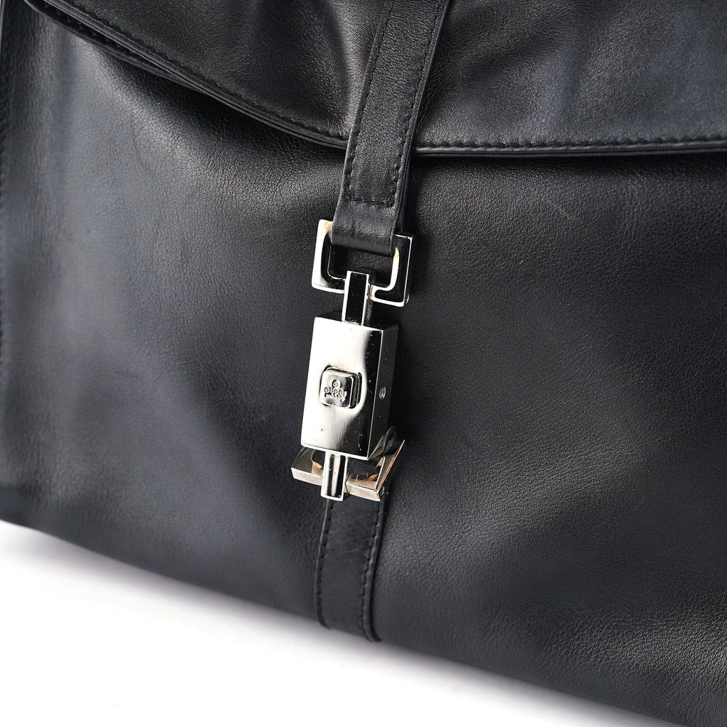 Black Calfskin Jackie Shoulder Bag