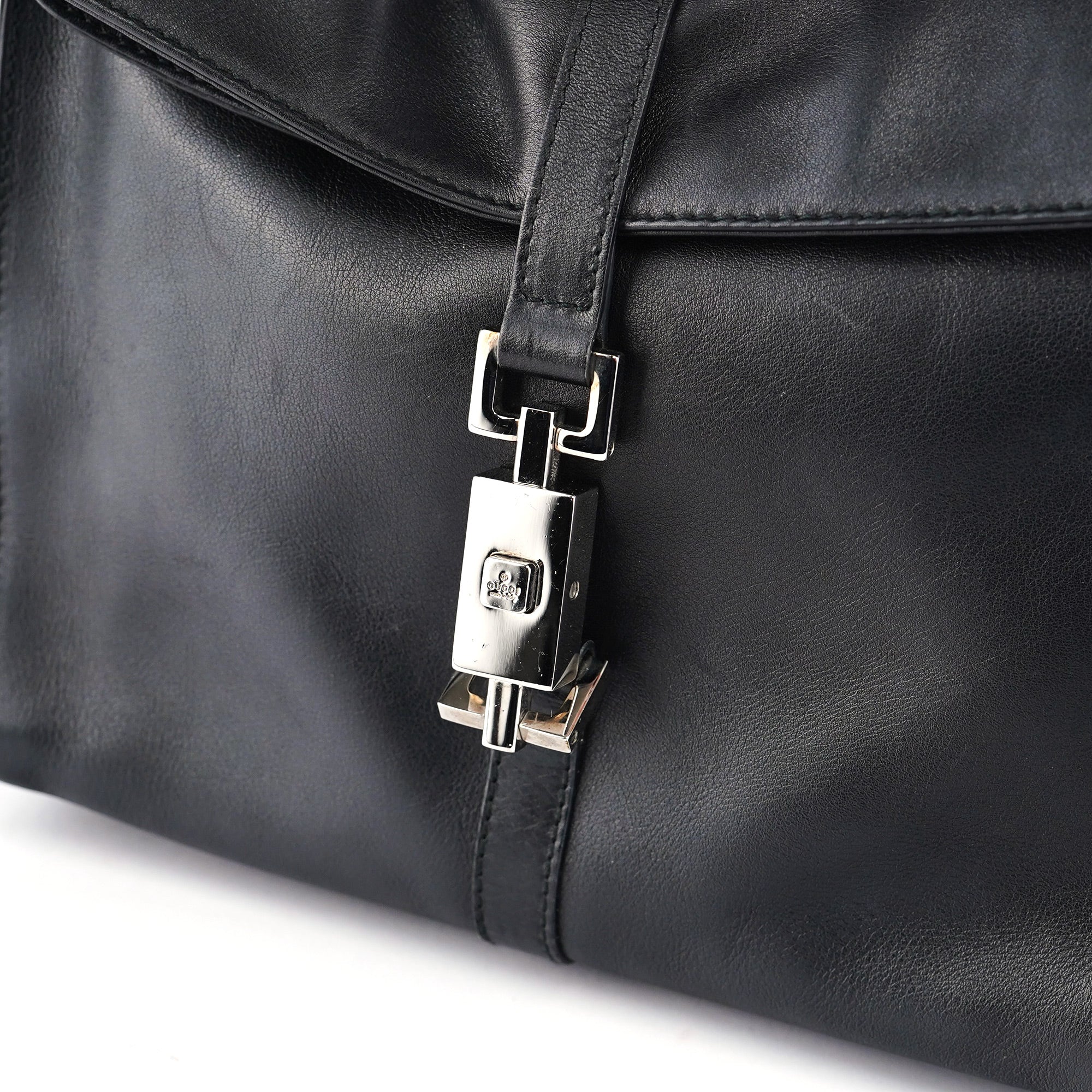 Black Calfskin Jackie Shoulder Bag