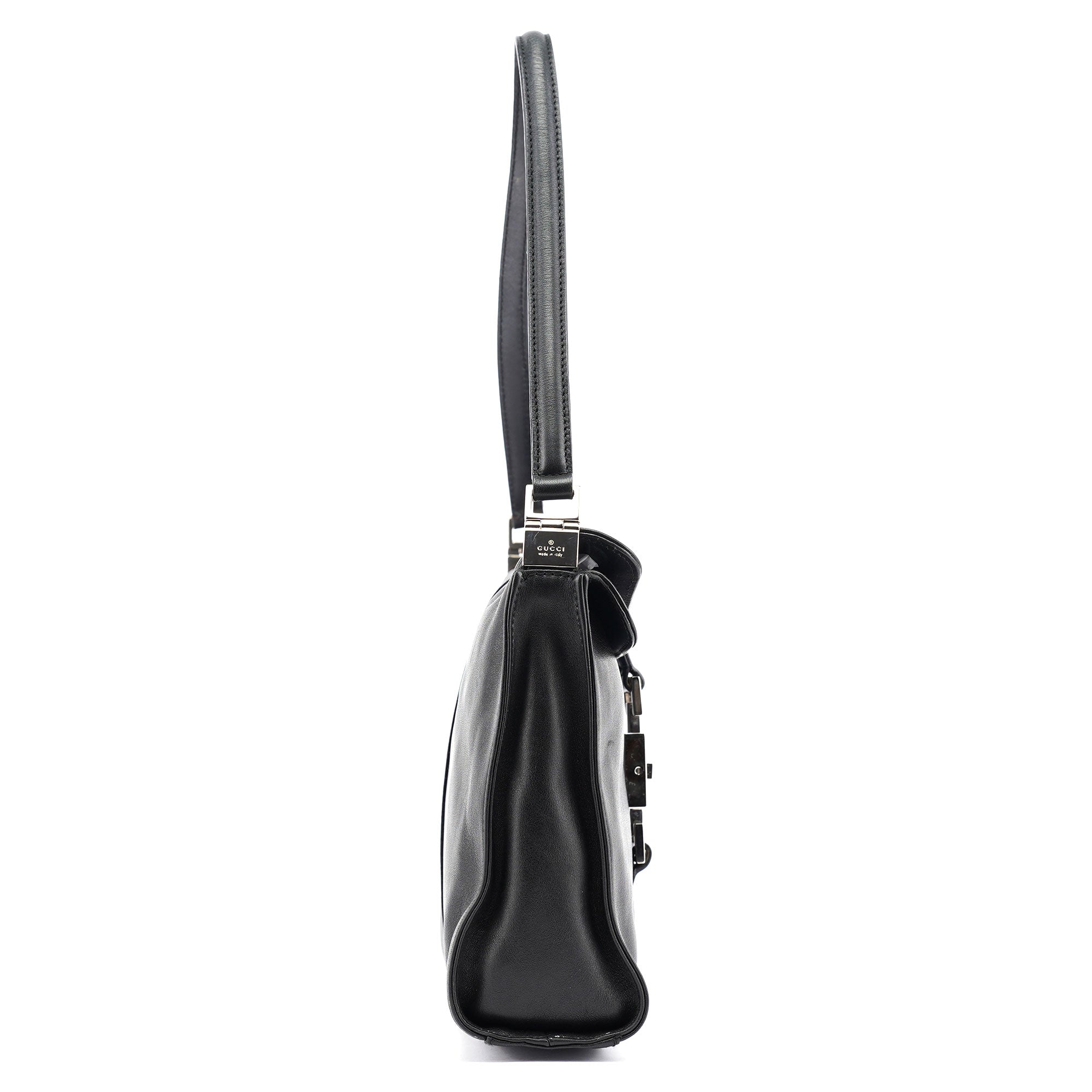 Black Calfskin Jackie Shoulder Bag