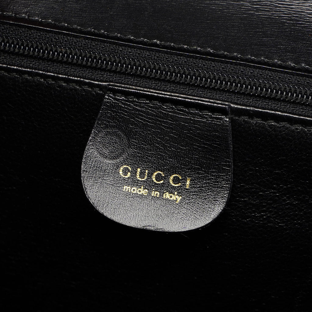 Black Calfskin Ladylock Top Handle Bag