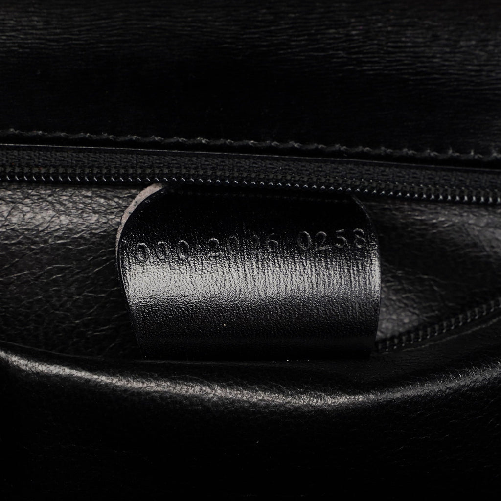 Black Calfskin Ladylock Top Handle Bag