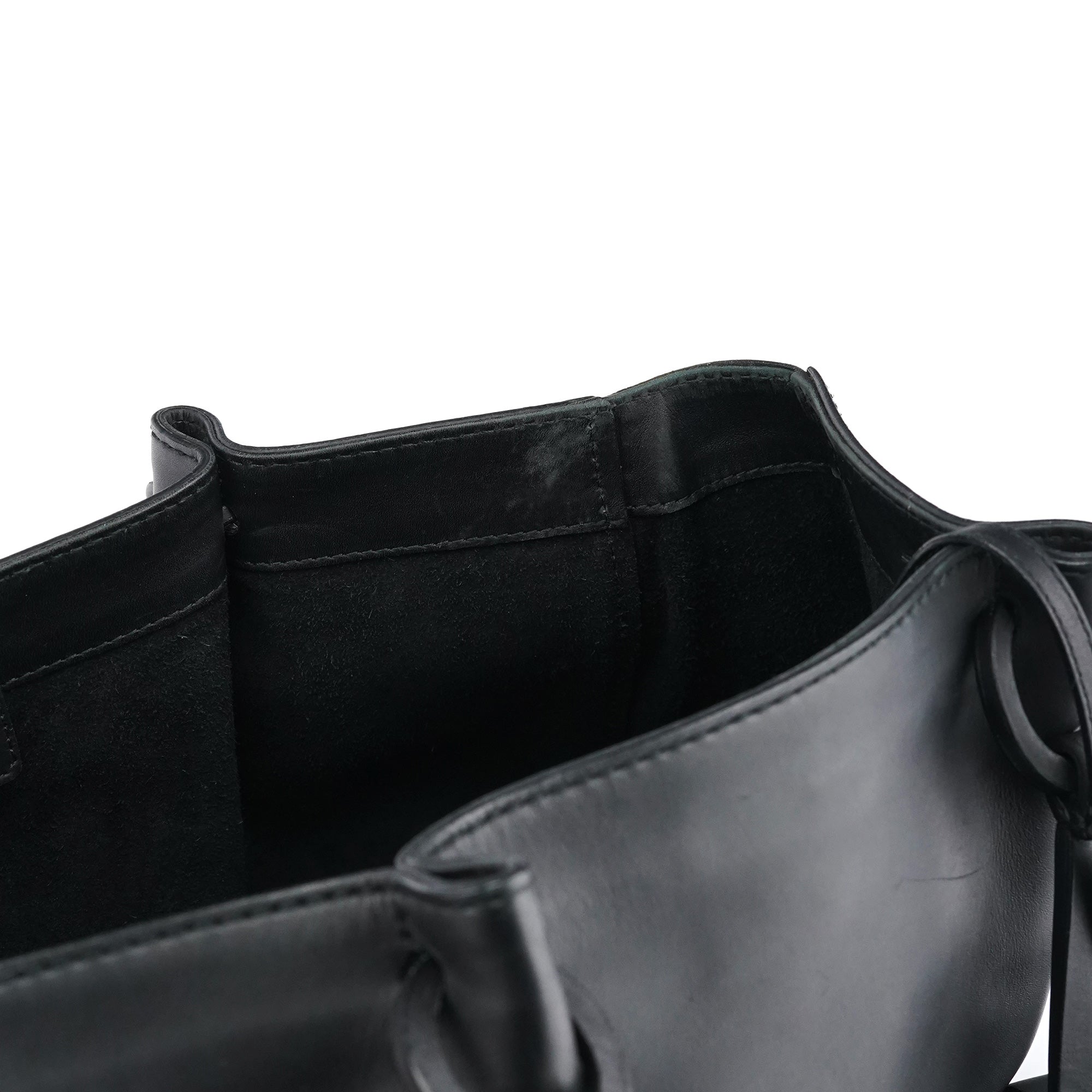 Black Calfskin Leather Pouch Tote Bag
