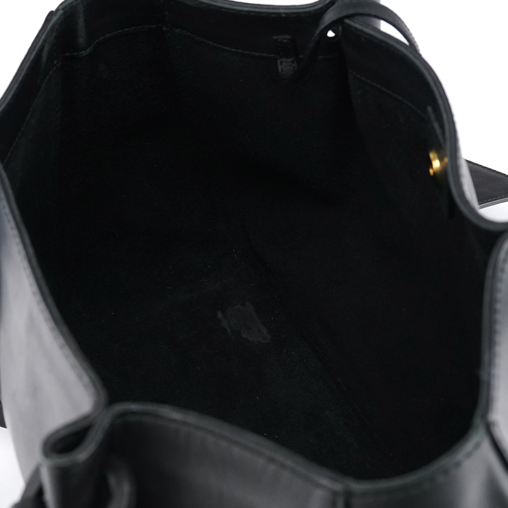 Black Calfskin Leather Pouch Tote Bag