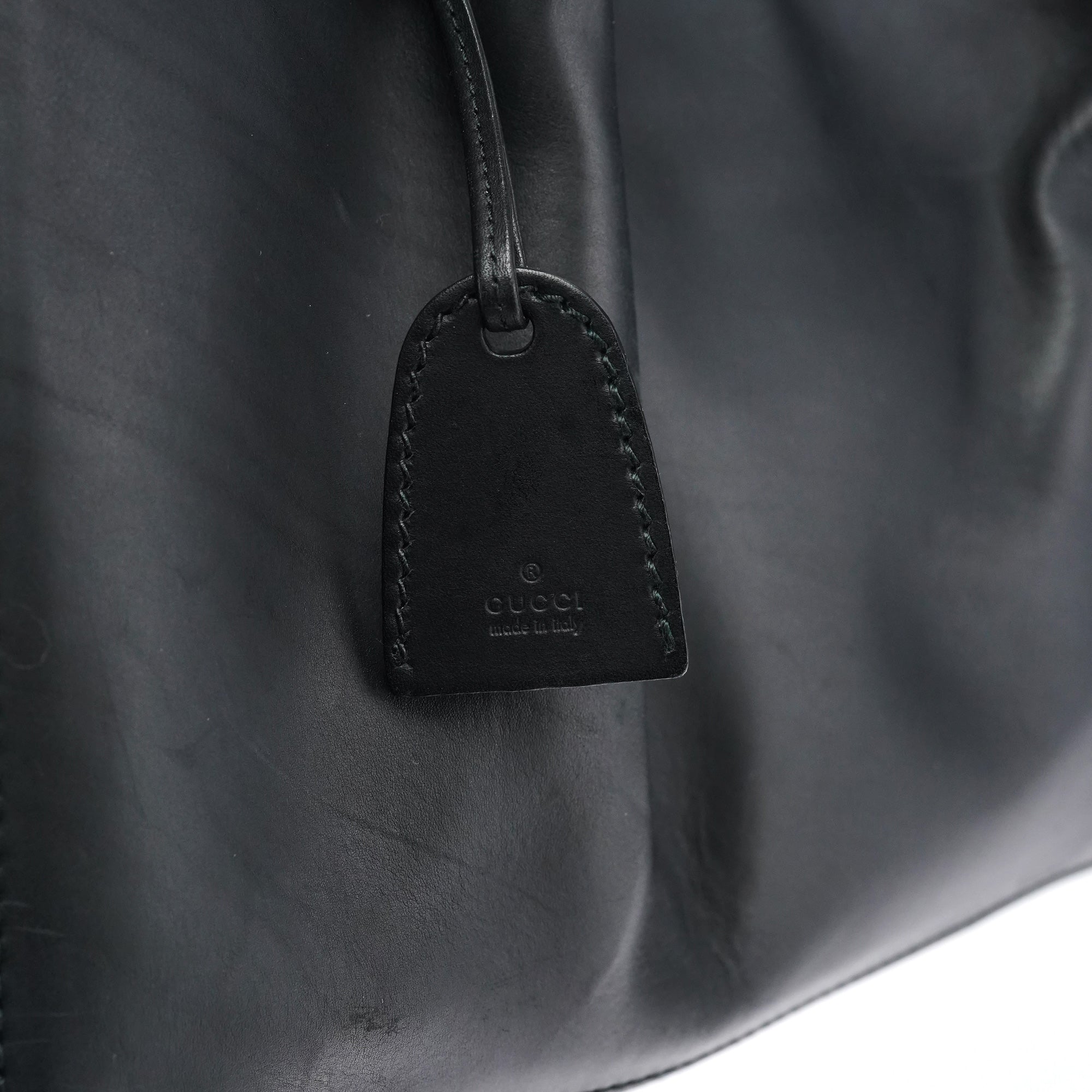 Black Calfskin Leather Pouch Tote Bag