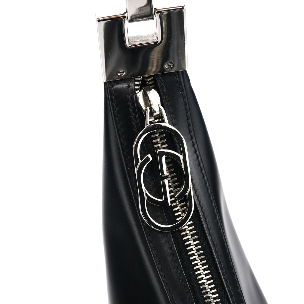 Black Calfskin Leather Shoulder Bag