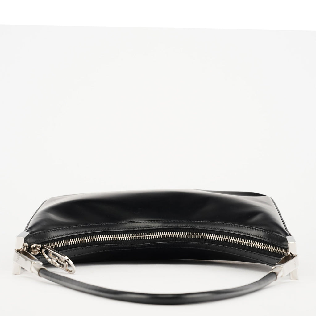 Black Calfskin Leather Shoulder Bag