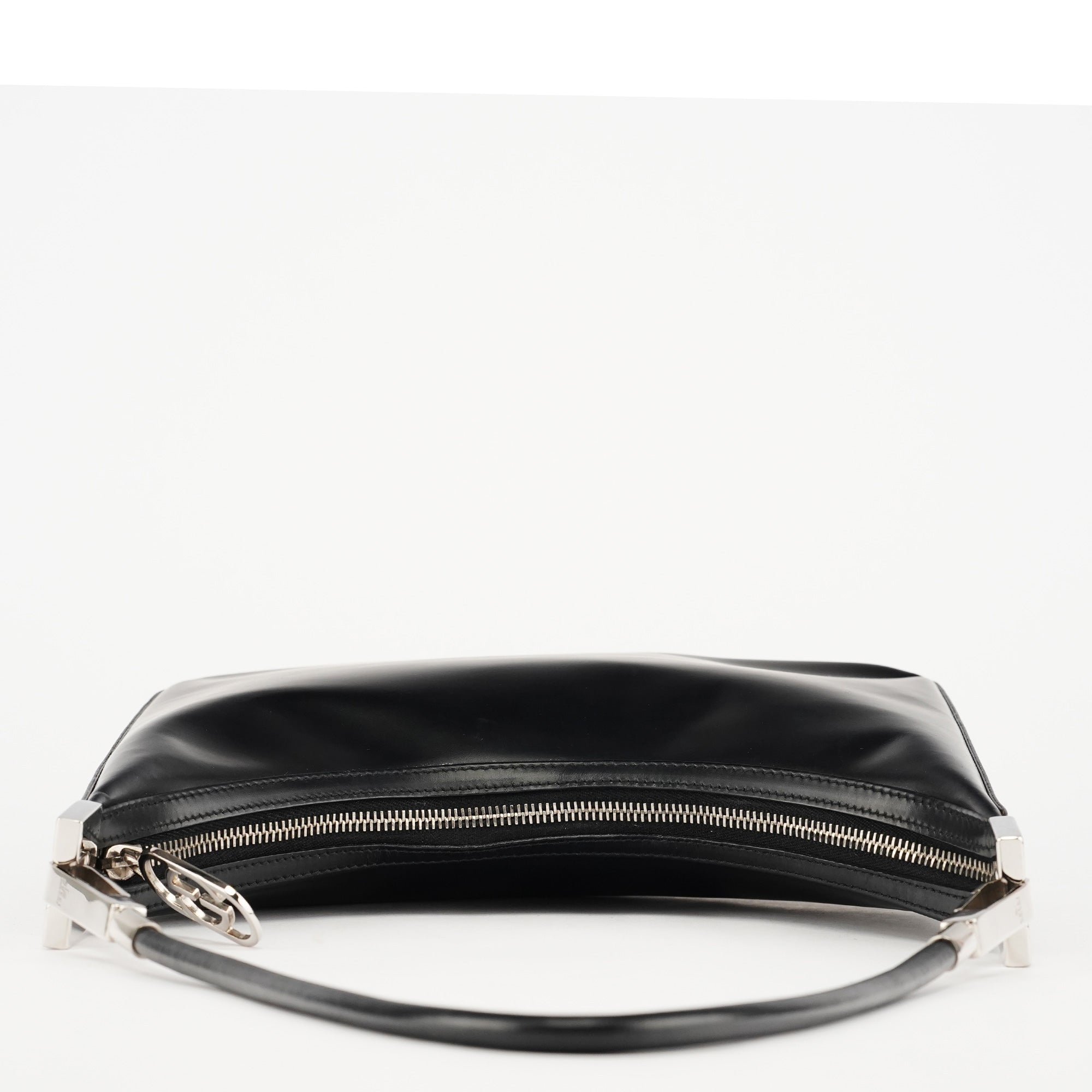 Black Calfskin Leather Shoulder Bag