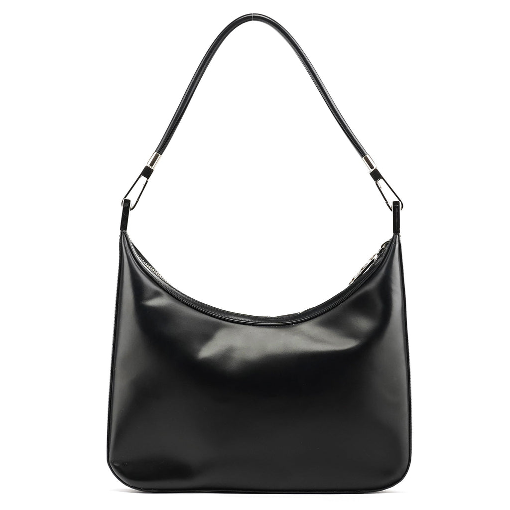 Black Calfskin Leather Shoulder Bag