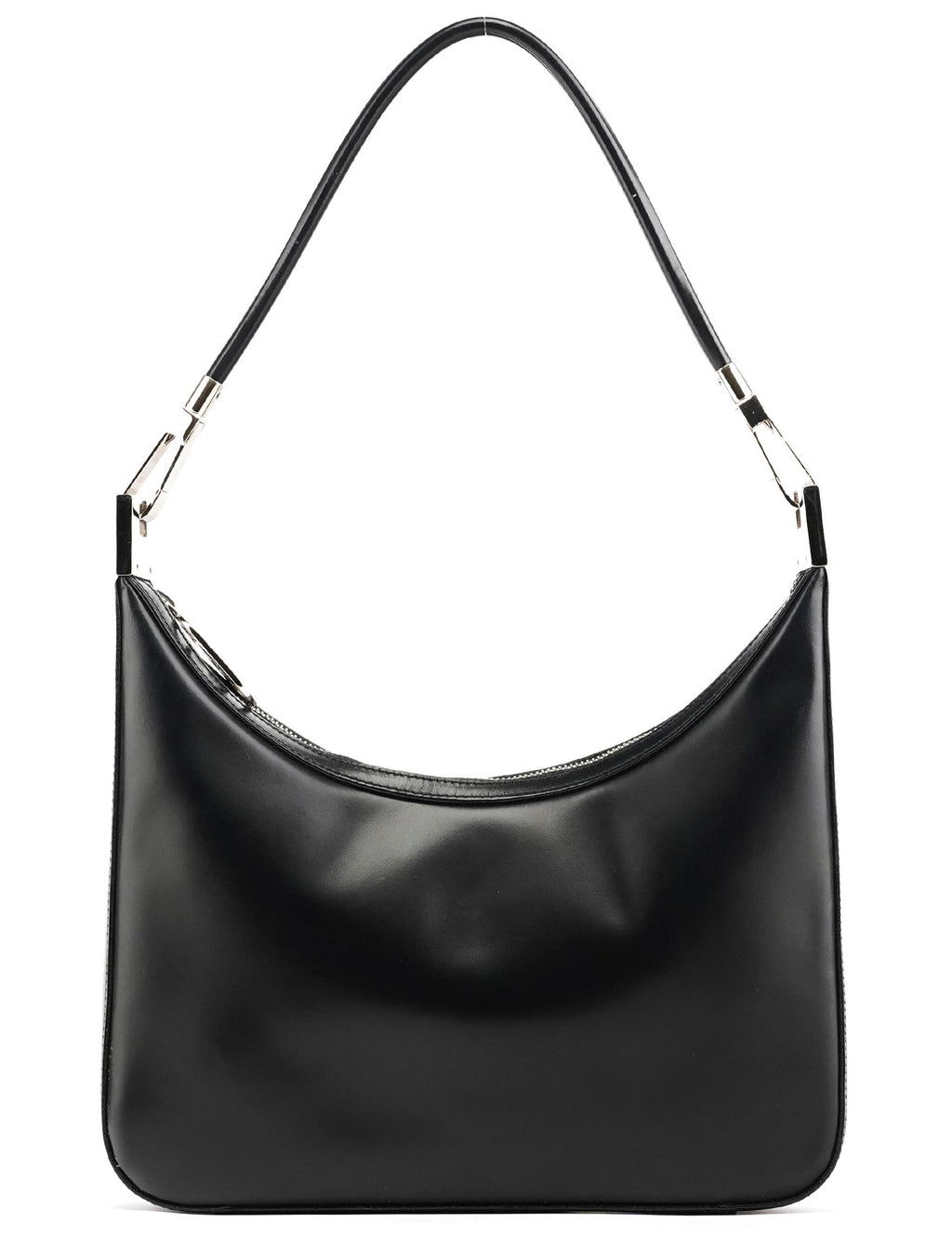 Black Calfskin Leather Shoulder Bag