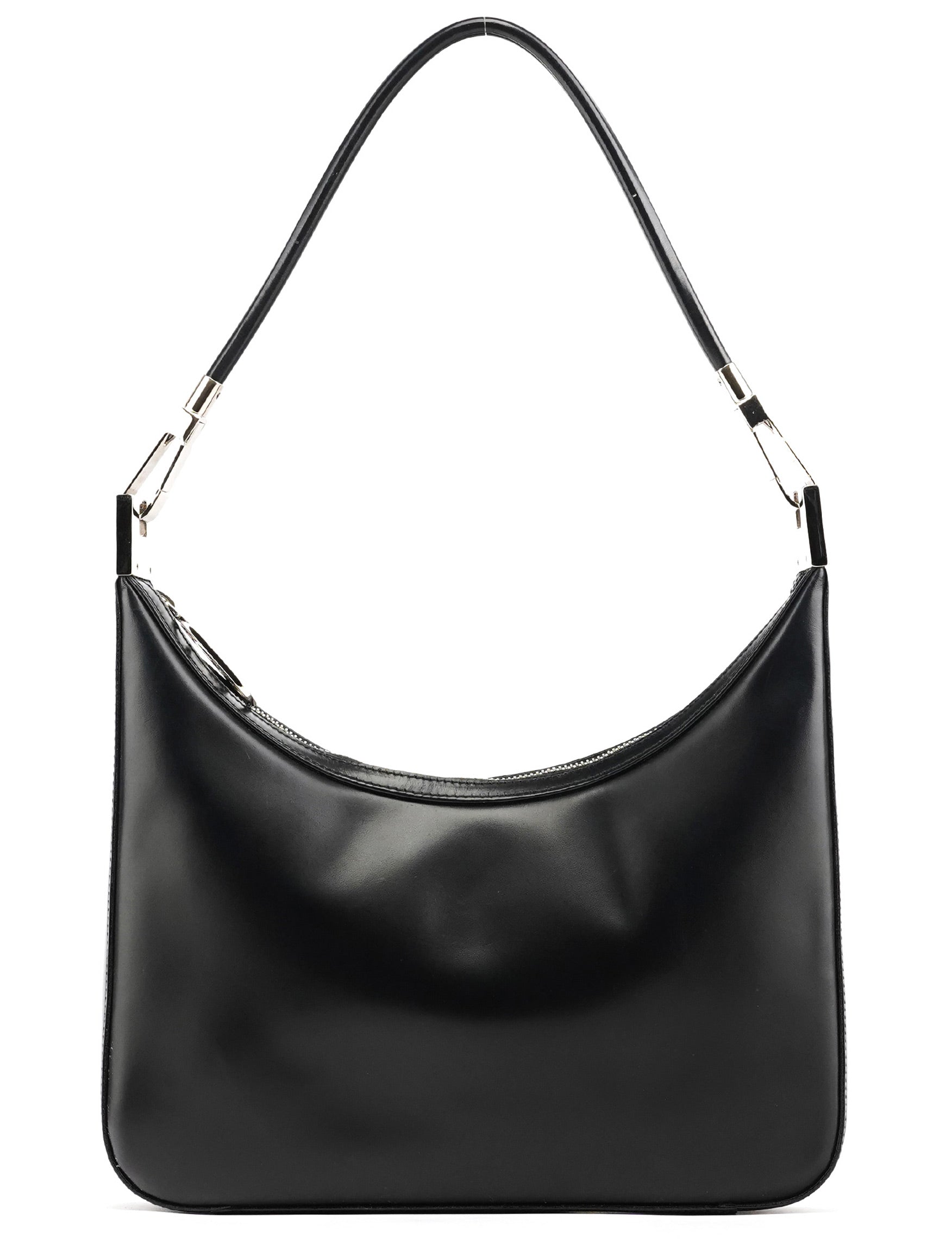 Black Calfskin Leather Shoulder Bag