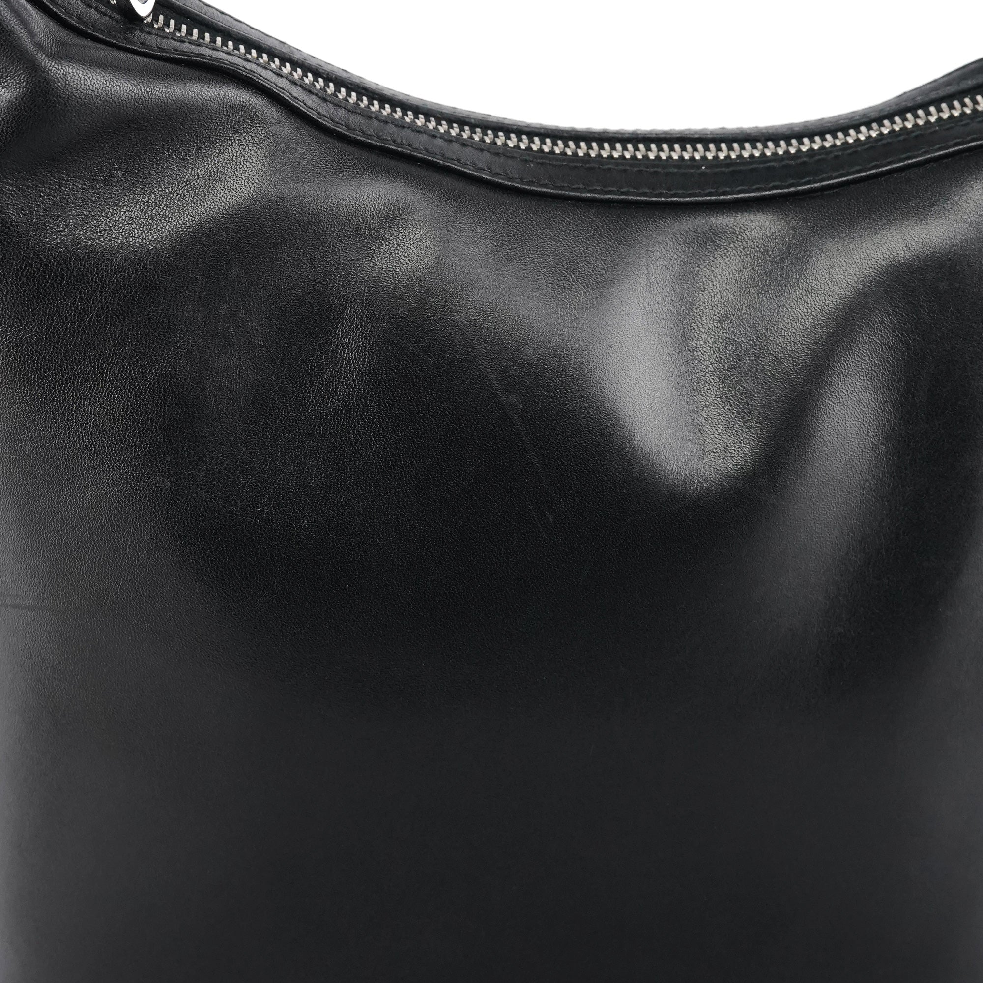 Black Calfskin Leather Shoulder Bag