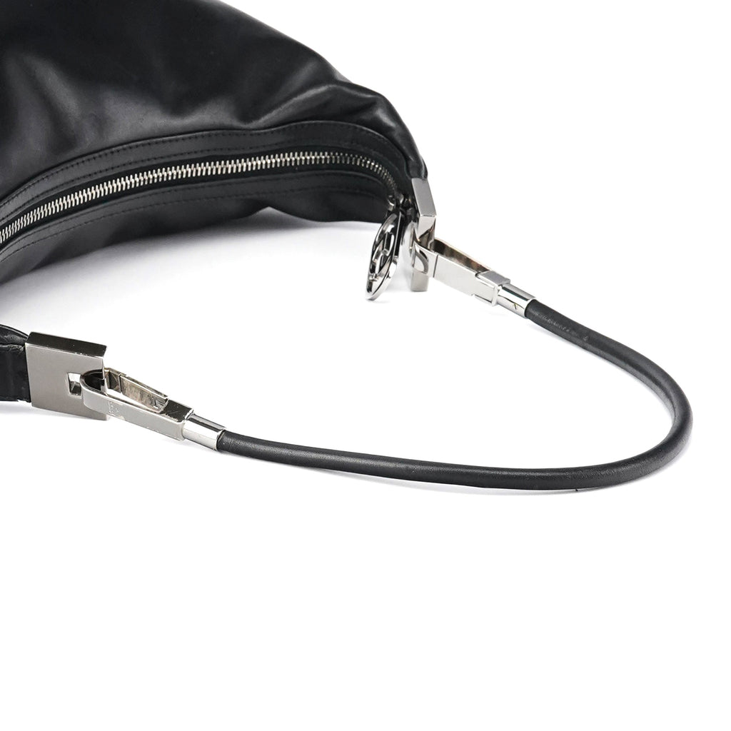 Black Calfskin Leather Shoulder Bag