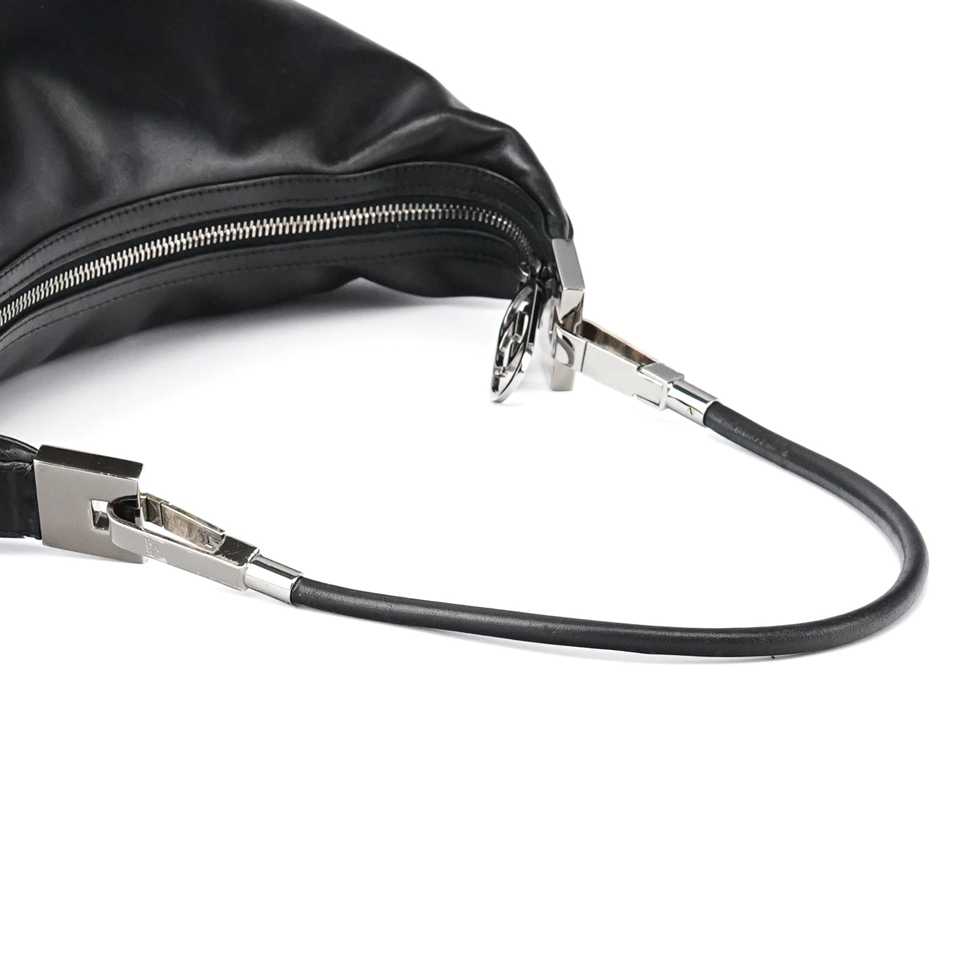 Black Calfskin Leather Shoulder Bag